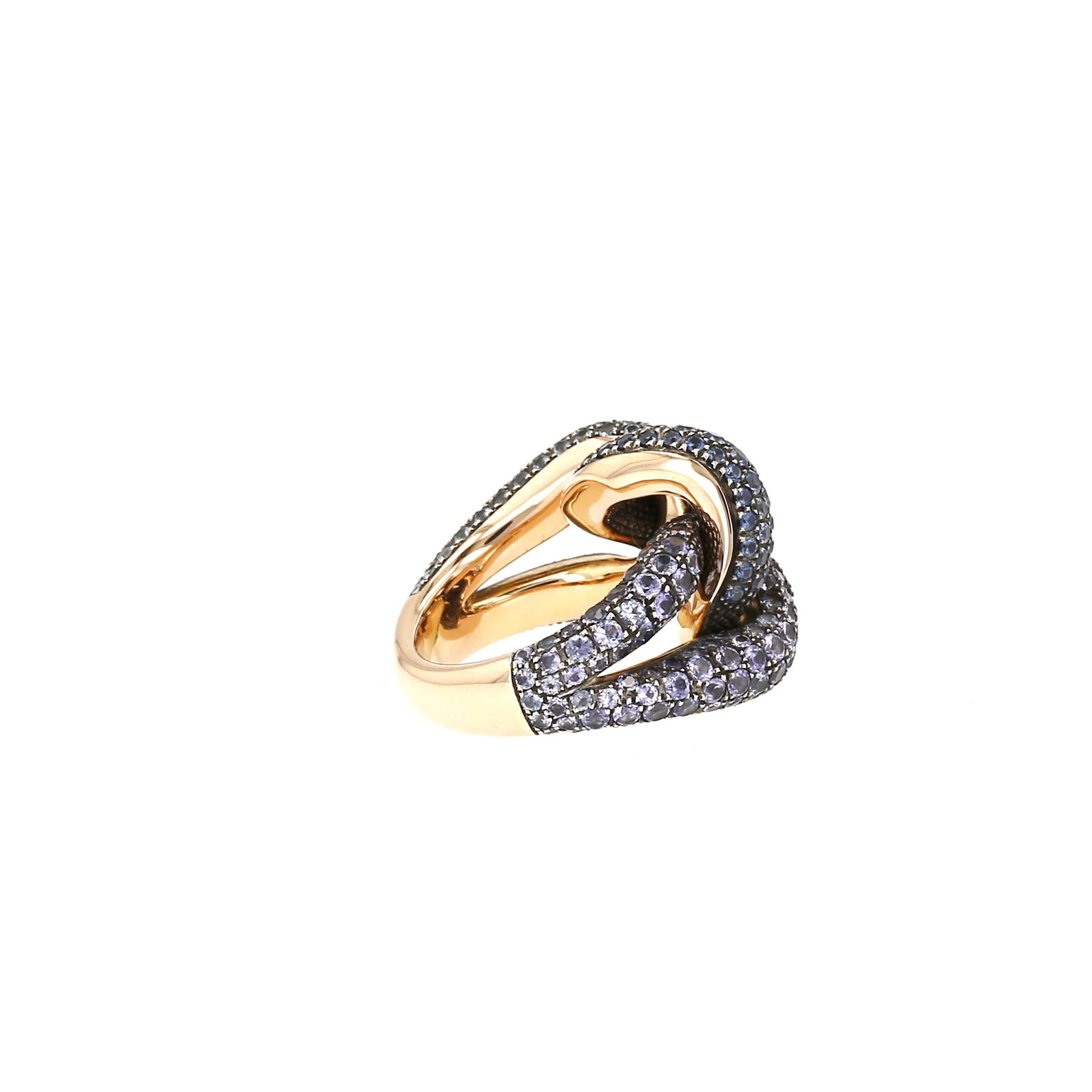 Pomellato Catene ring in pink gold and colored stones