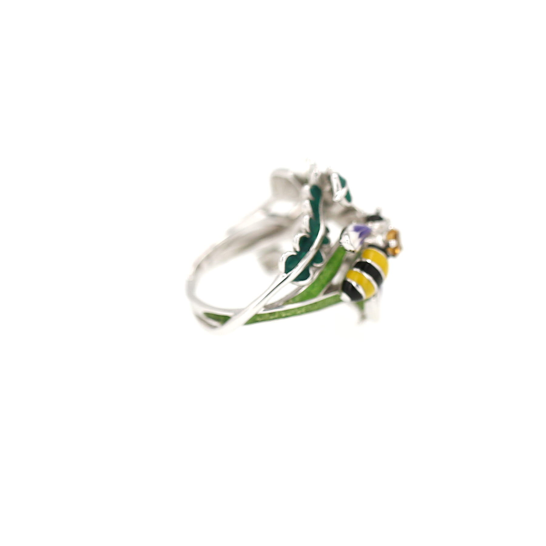 Anello Dior Diorette modello medio in oro bianco, smalto e diamante