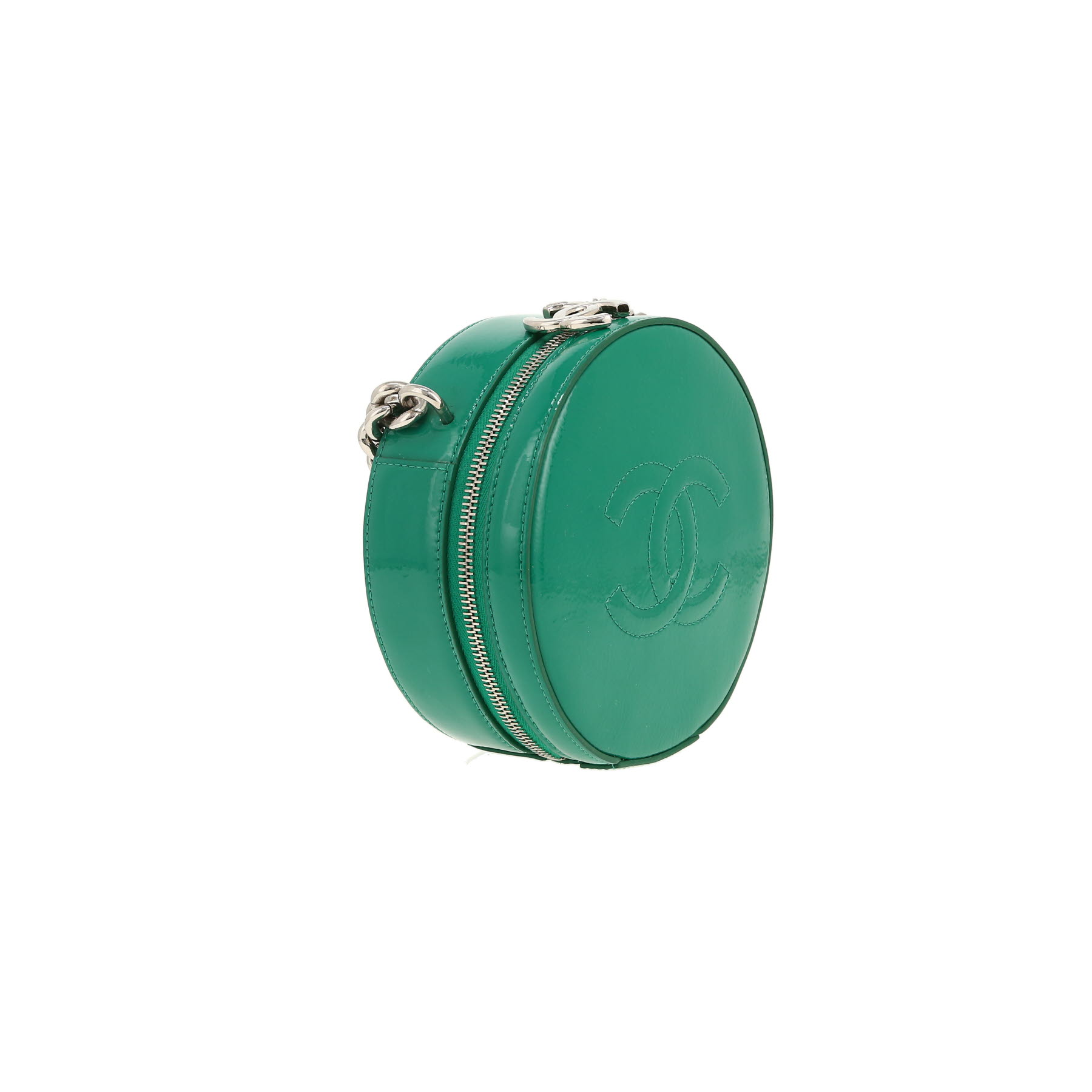 Borsa a tracolla Chanel  Round on Earth in pelle verniciata verde