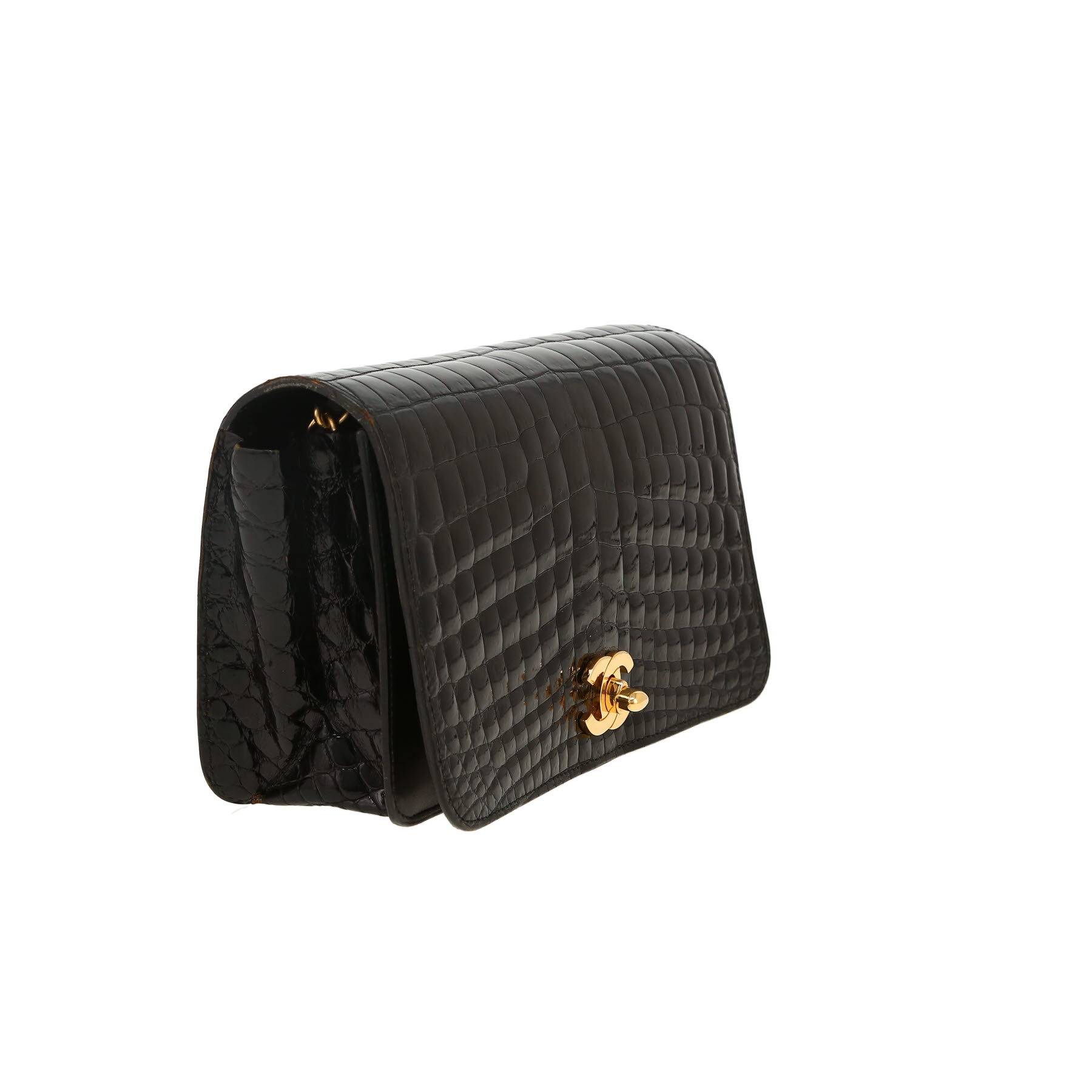 Chanel  Mademoiselle bag worn on the shoulder or carried in the hand  in black crocodile