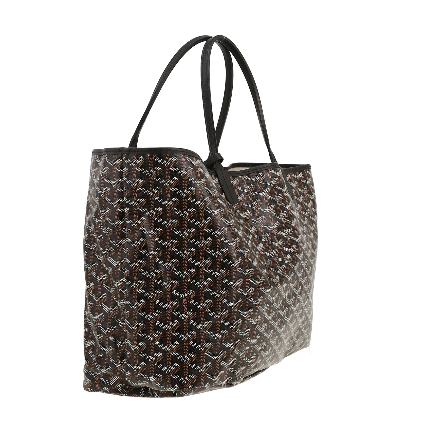 Sac cabas Goyard  Saint-Louis en toile Goyardine noire et cuir noir