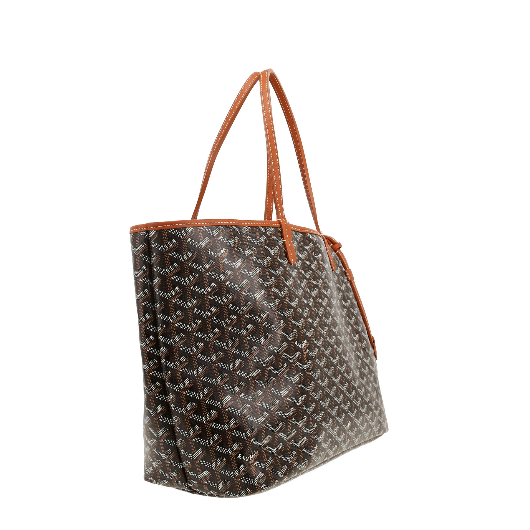 Goyard  Chien Gris shopping bag  in black Goyard canvas  and brown leather