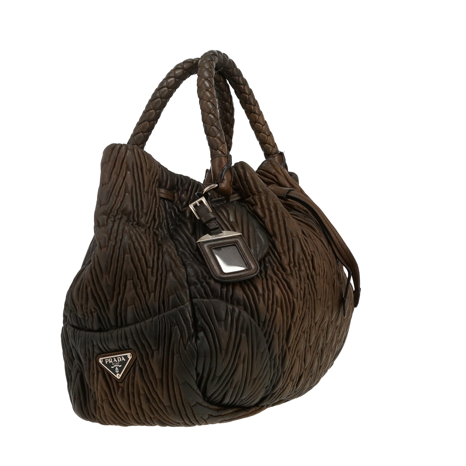 Prada   handbag  in brown leather