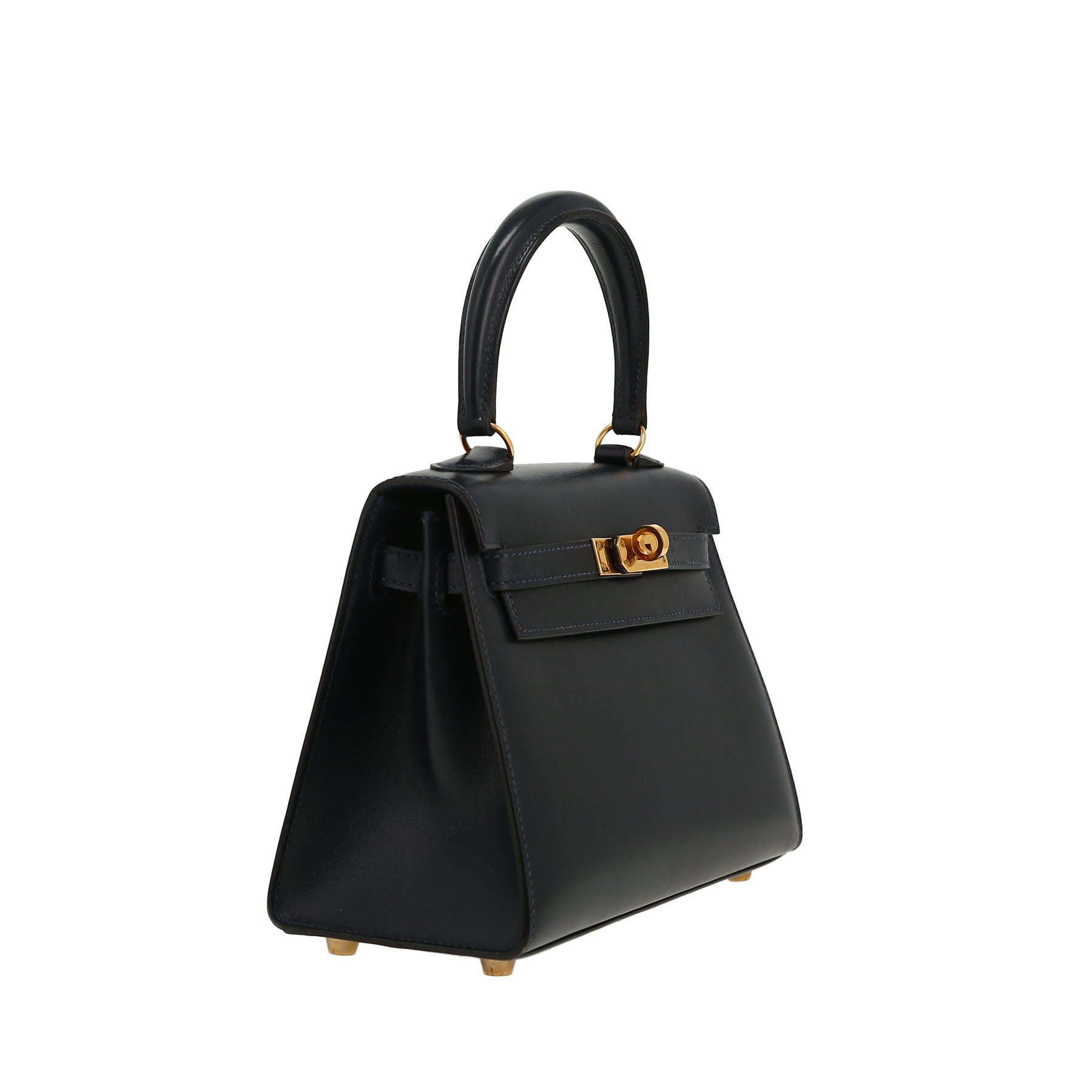 Hermès  Kelly 20 cm shoulder bag  in navy blue box leather