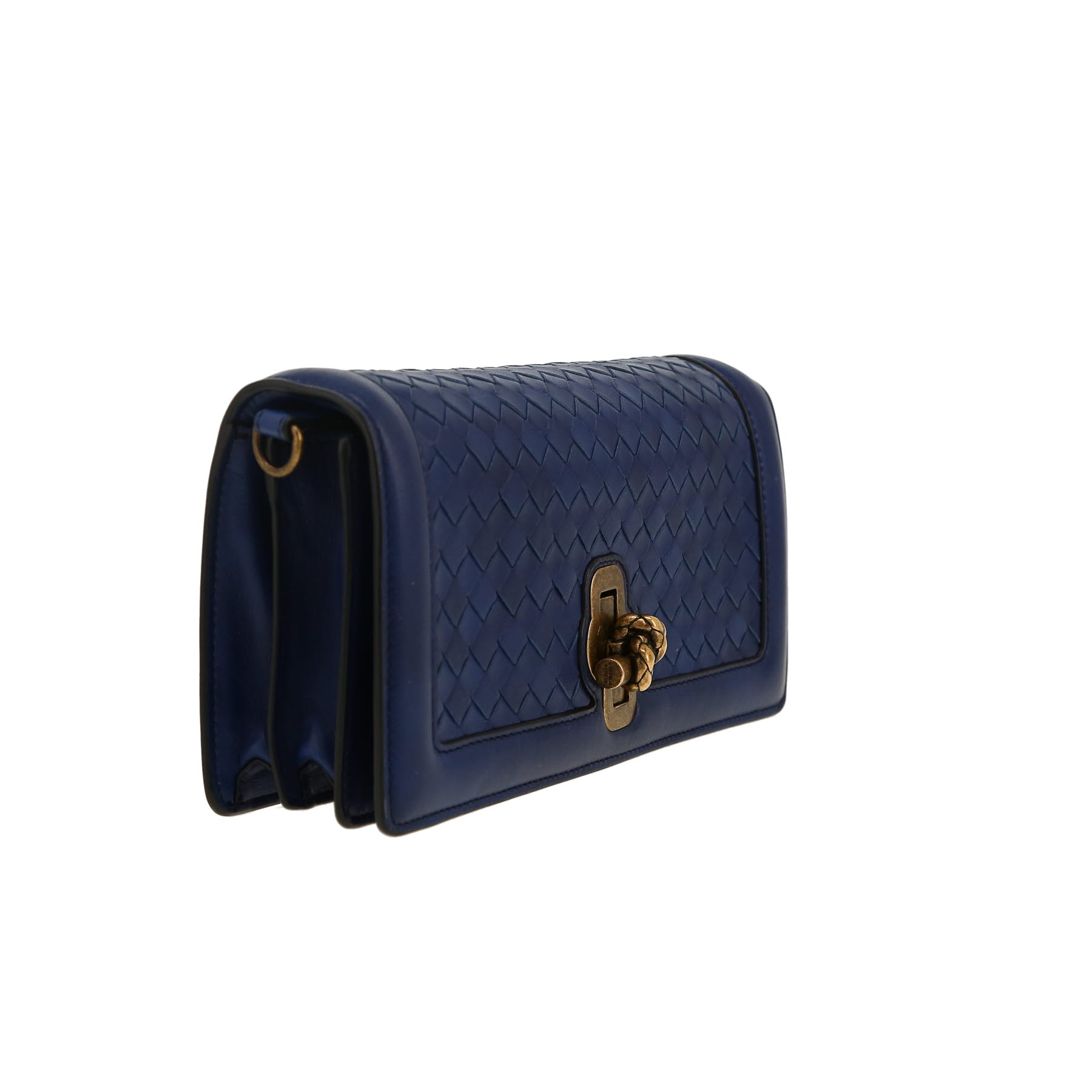 Bottega Veneta  Olimpia Knot shoulder bag  in navy blue braided leather