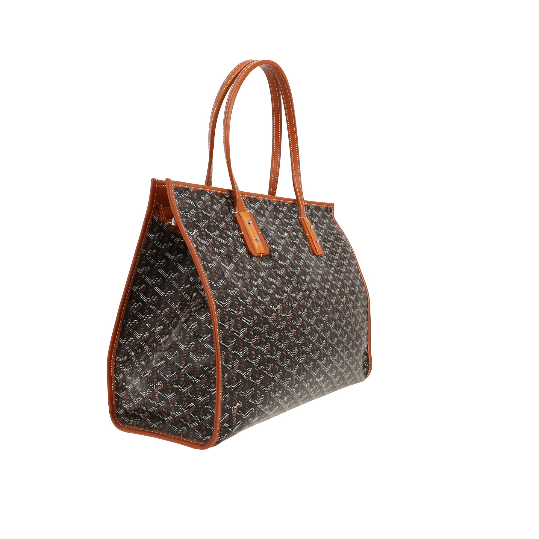 Goyard  Marquise shopping bag  in black Goyard canvas  and brown leather Goyard  Marquise shopping bag  in black Goyard canvas  and brown leather