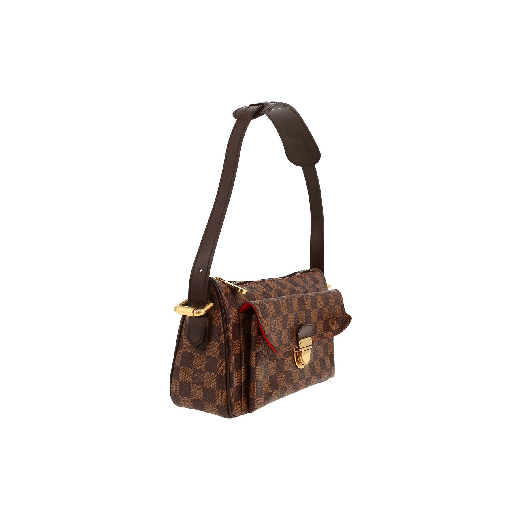 Sac à main Louis Vuitton  Ravello en toile damier ébène et cuir marron