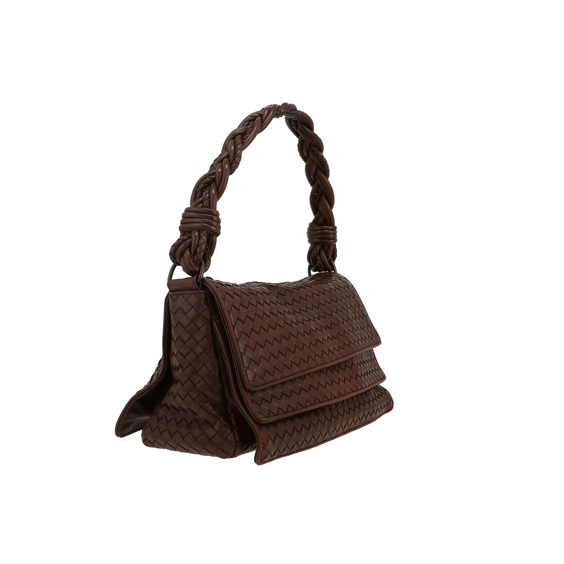 Sac porté épaule Bottega Veneta   en cuir intrecciato marron