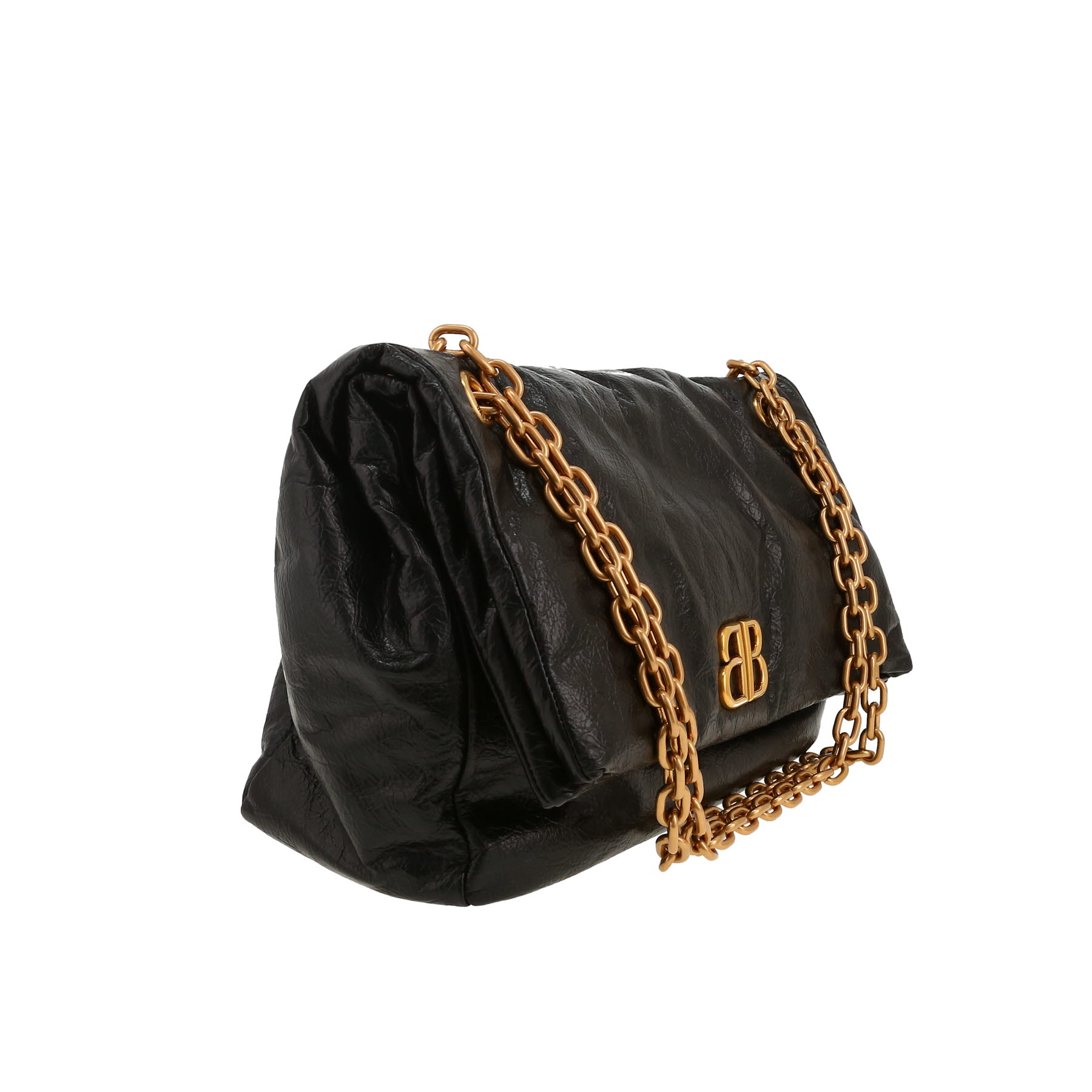 Balenciaga  Monaco medium model  handbag  in black burnished leather