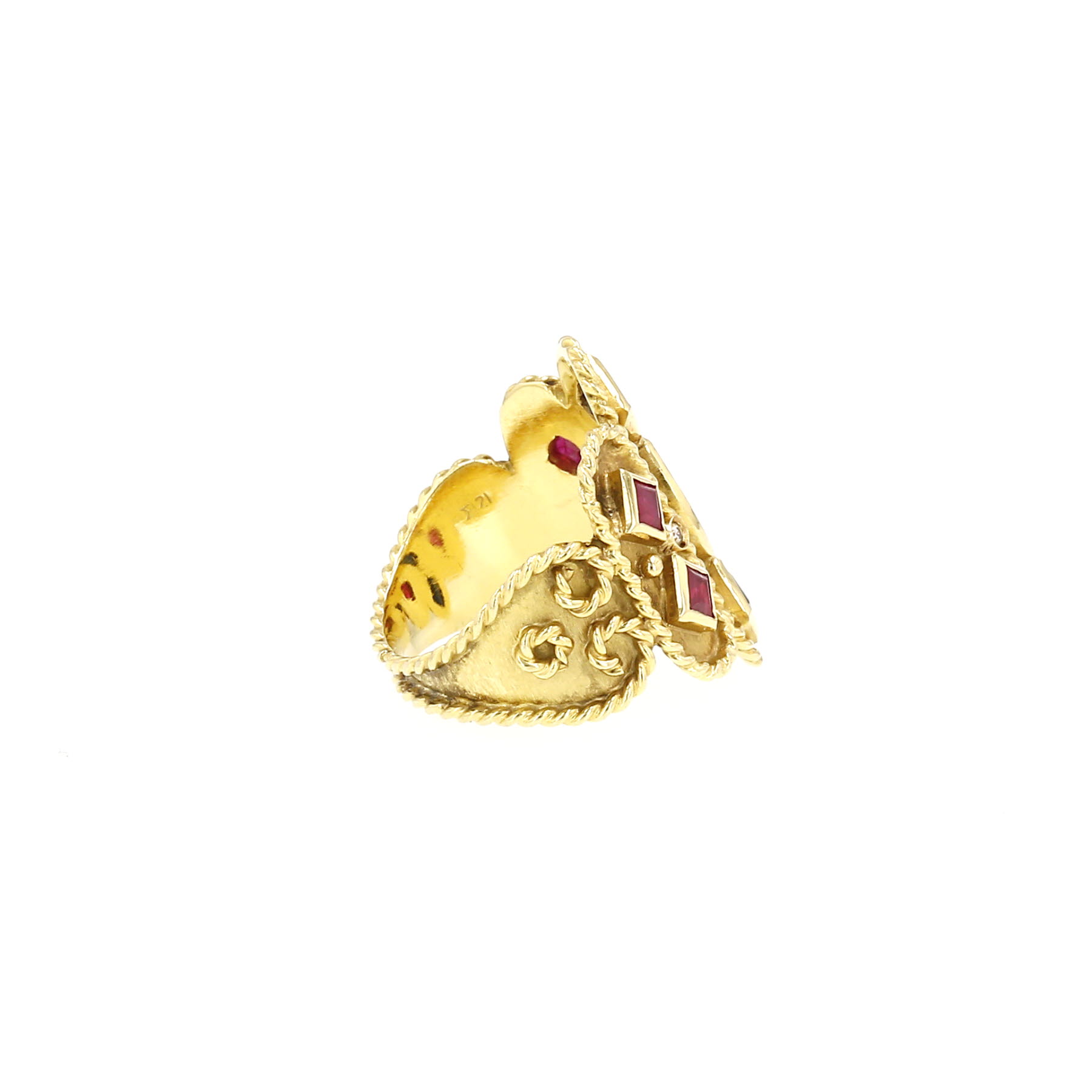 Vintage  ring in yellow gold, sapphires and ruby