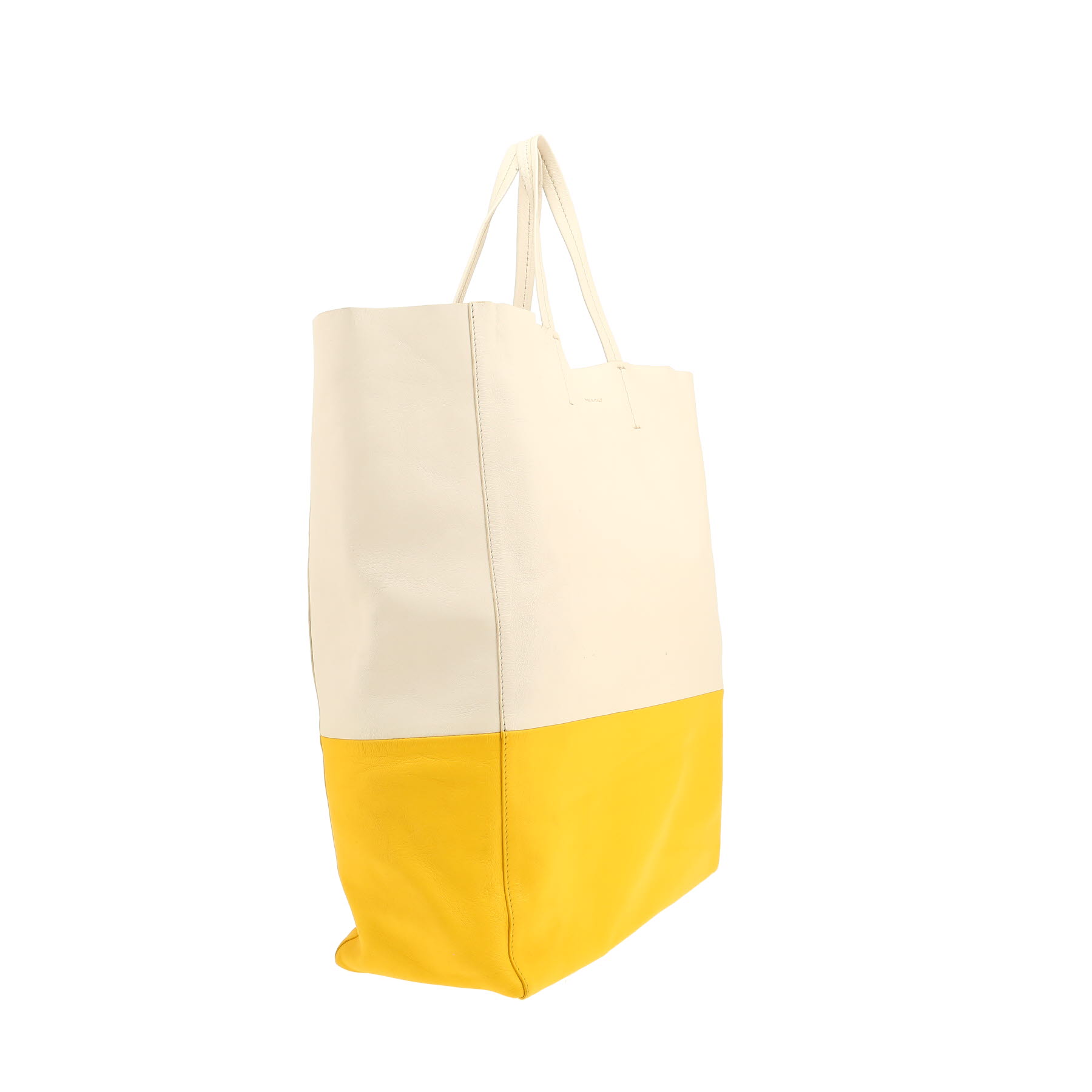 Celine   shopping bag  in beige and yellow leather