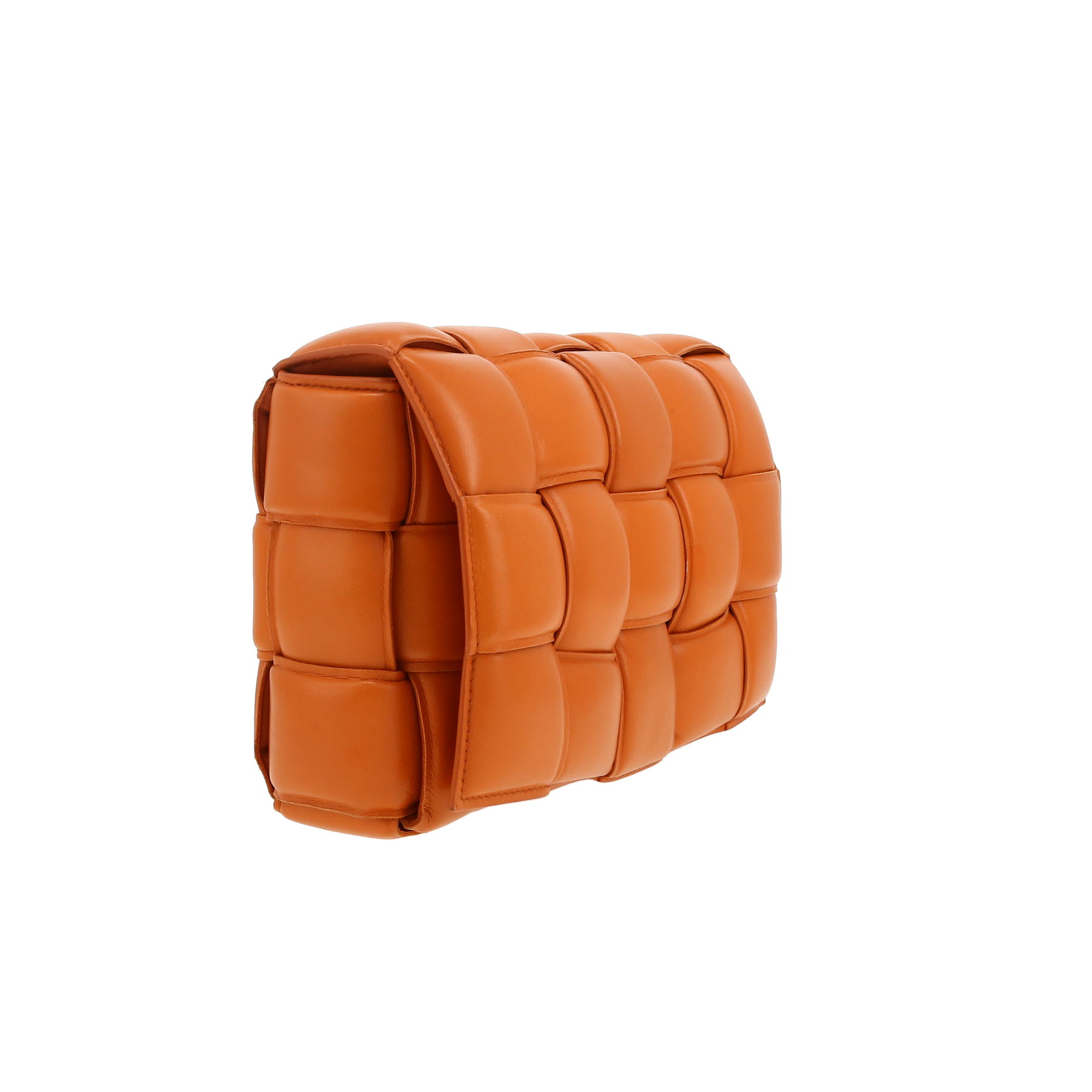 Bottega Veneta  Cassette shoulder bag  in orange intrecciato leather