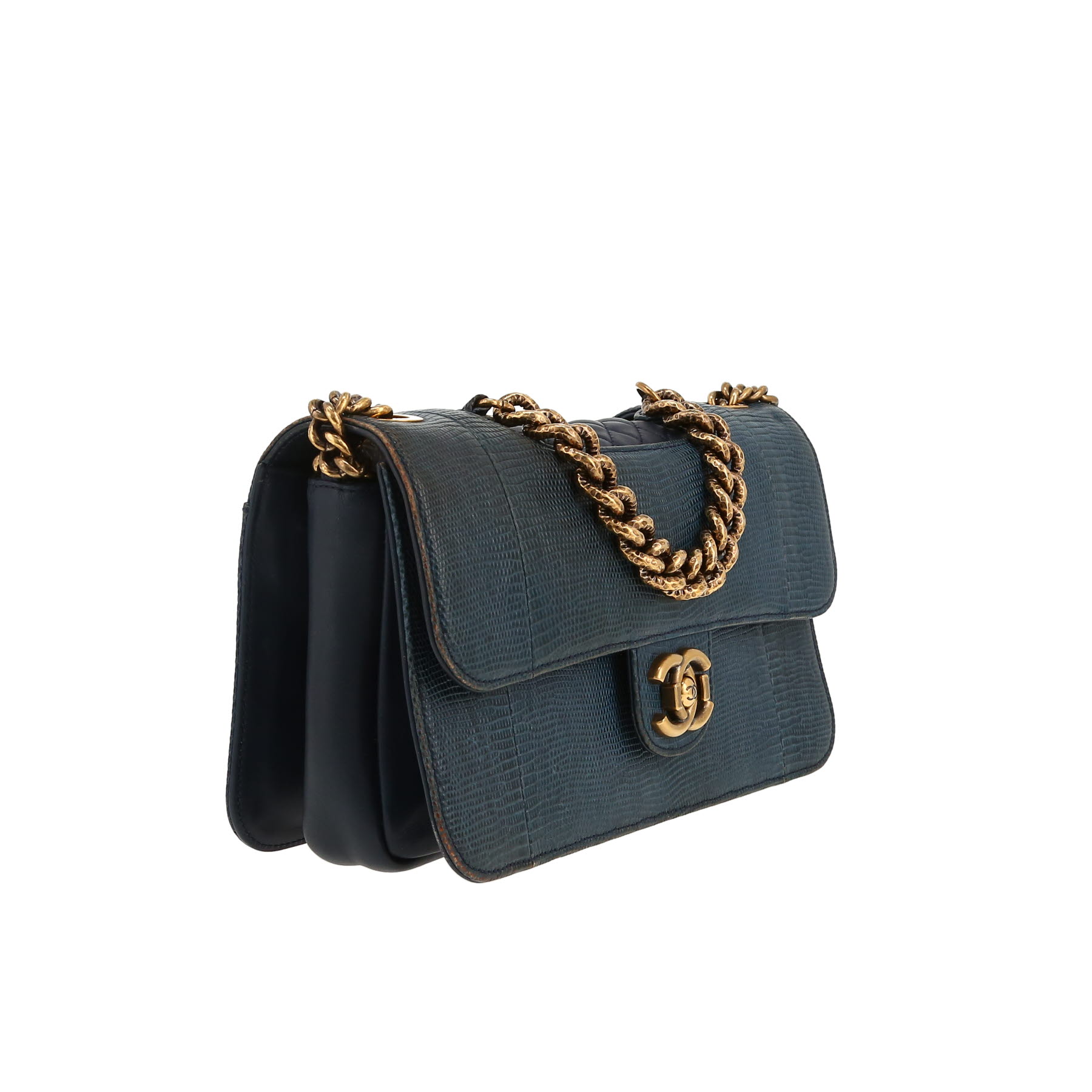 Chanel  Timeless handbag  in blue lizzard