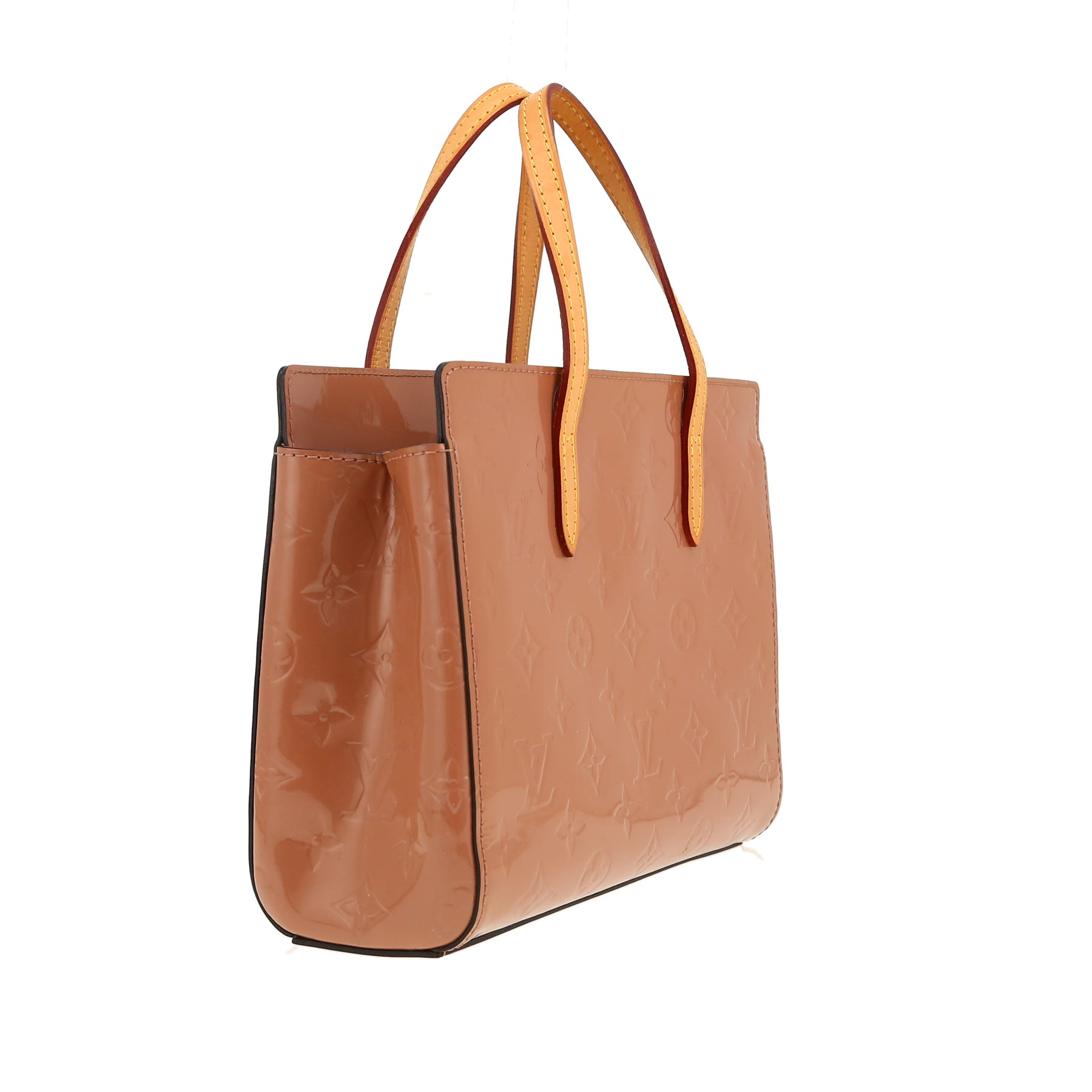 Sac à main Louis Vuitton  Catalina en cuir verni monogram marron et cuir naturel