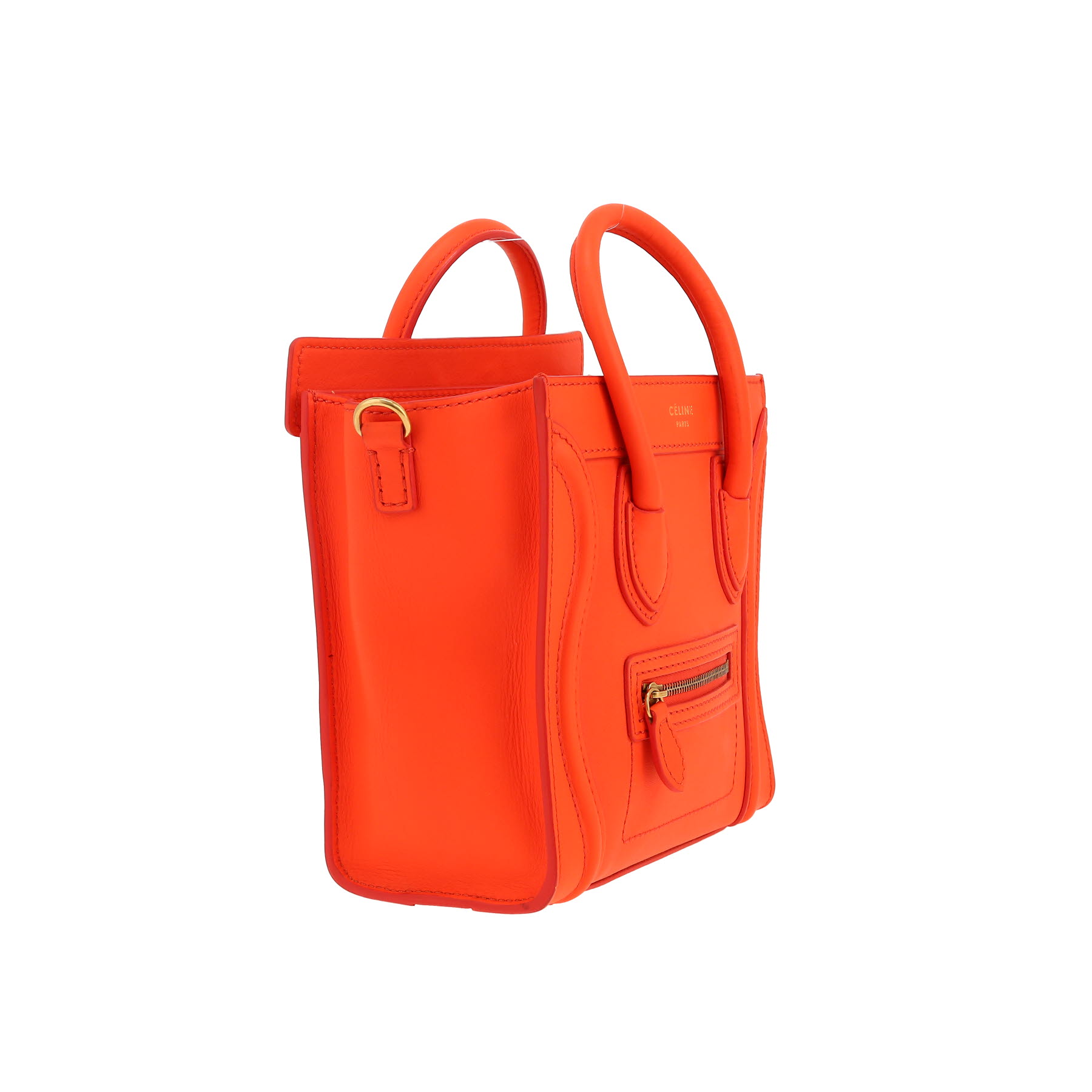 Sac bandoulière Celine  Luggage Nano en cuir orange