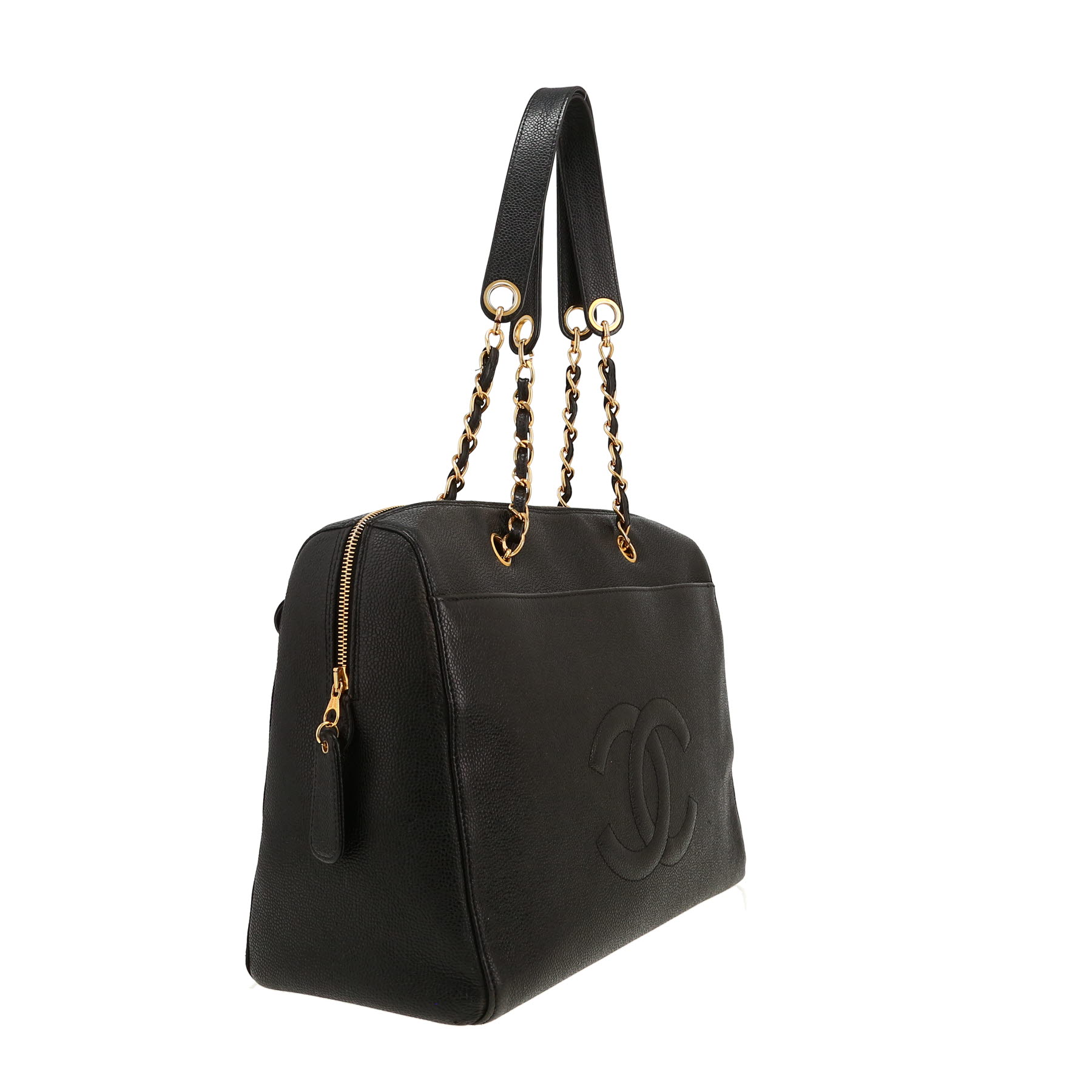 Chanel  Vintage handbag  in black grained leather