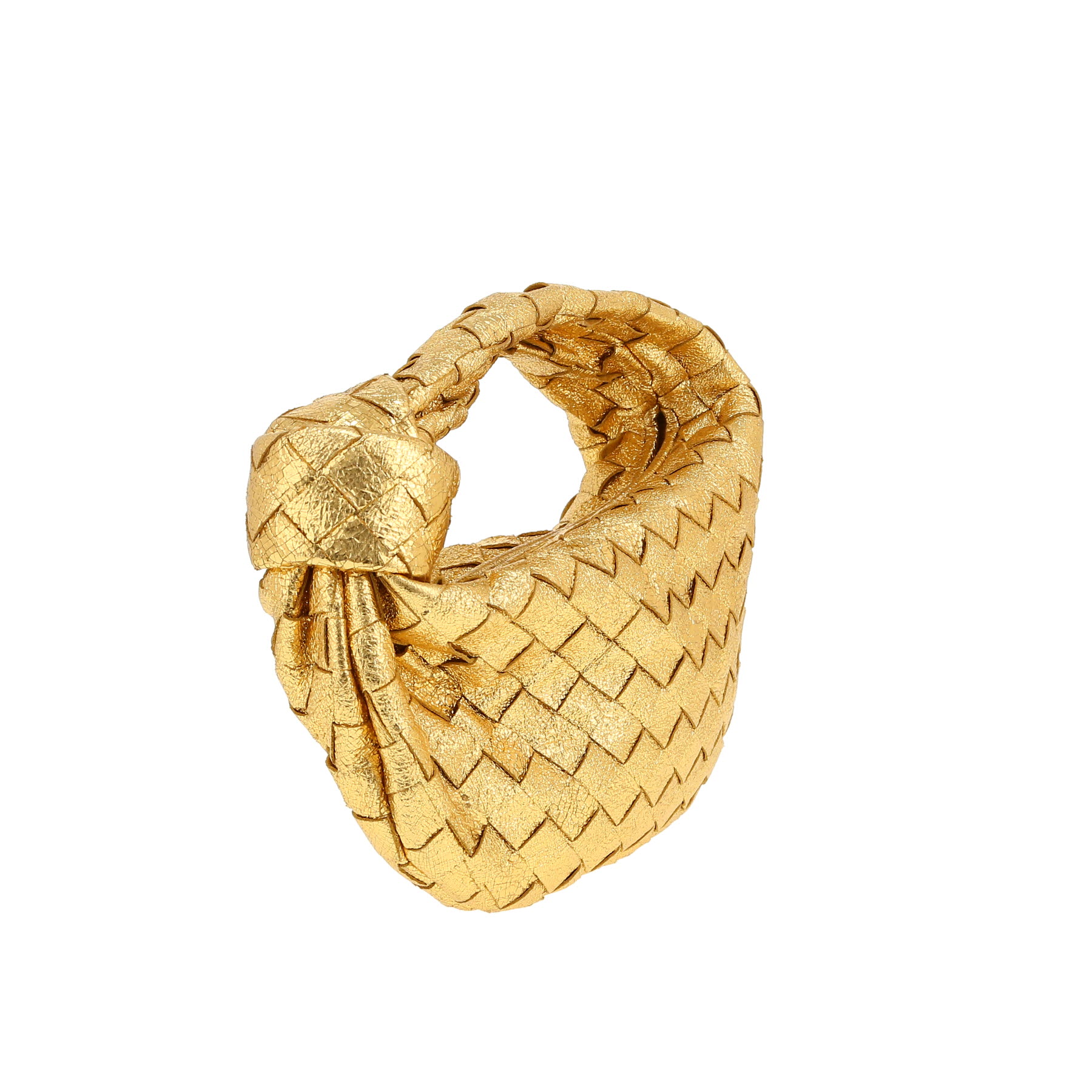 Bottega Veneta  Mini Jodie handbag  in gold intrecciato leather