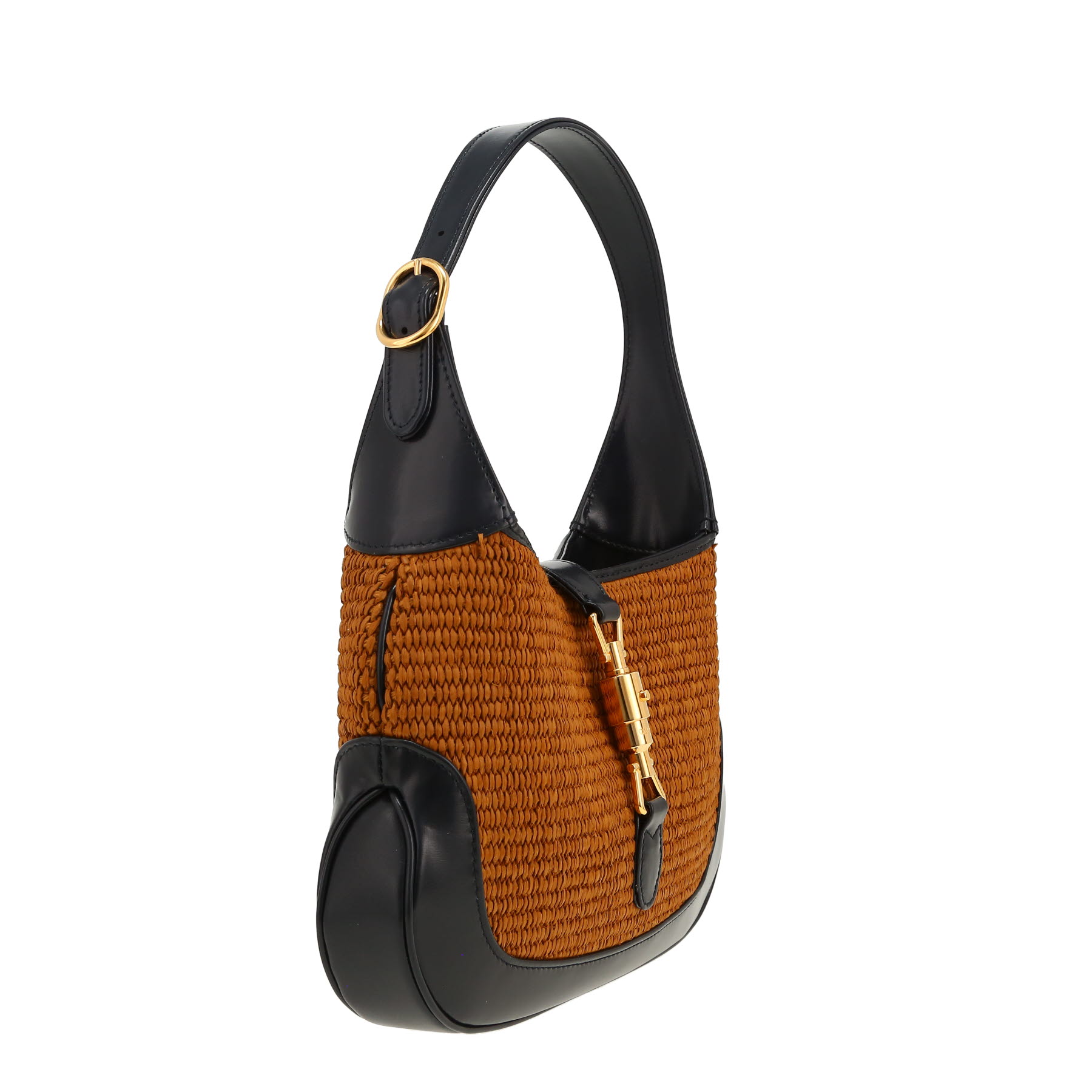 Gucci  Jackie handbag  in brown raphia  and blue leather