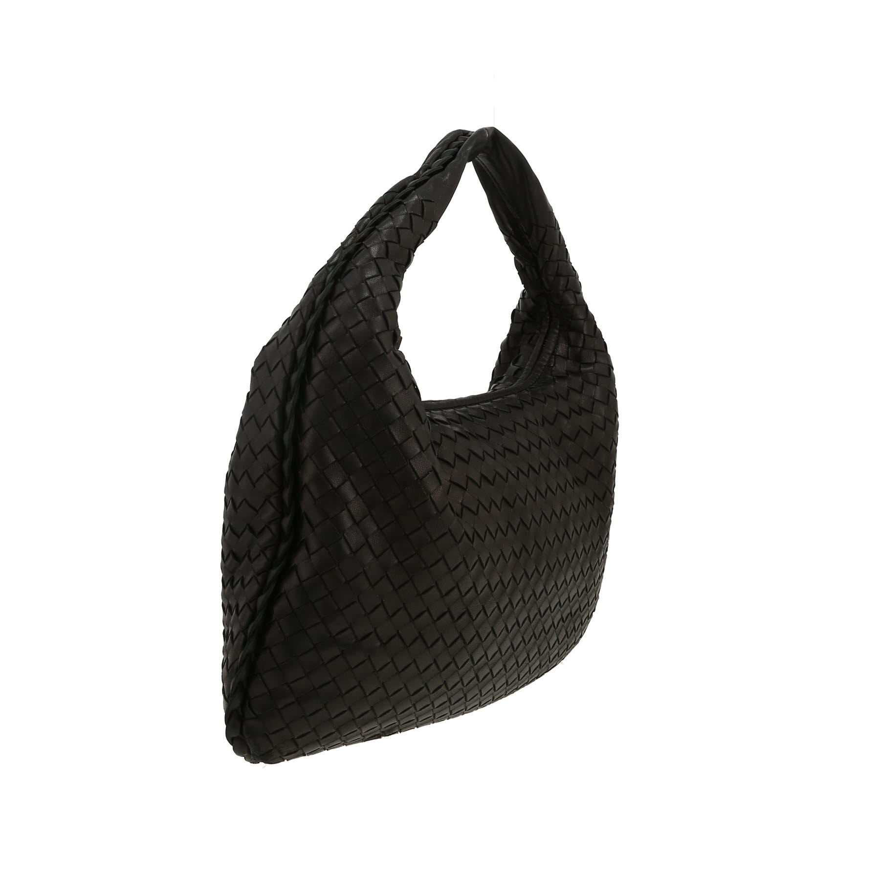 Bottega Veneta  Veneta handbag  in black intrecciato leather