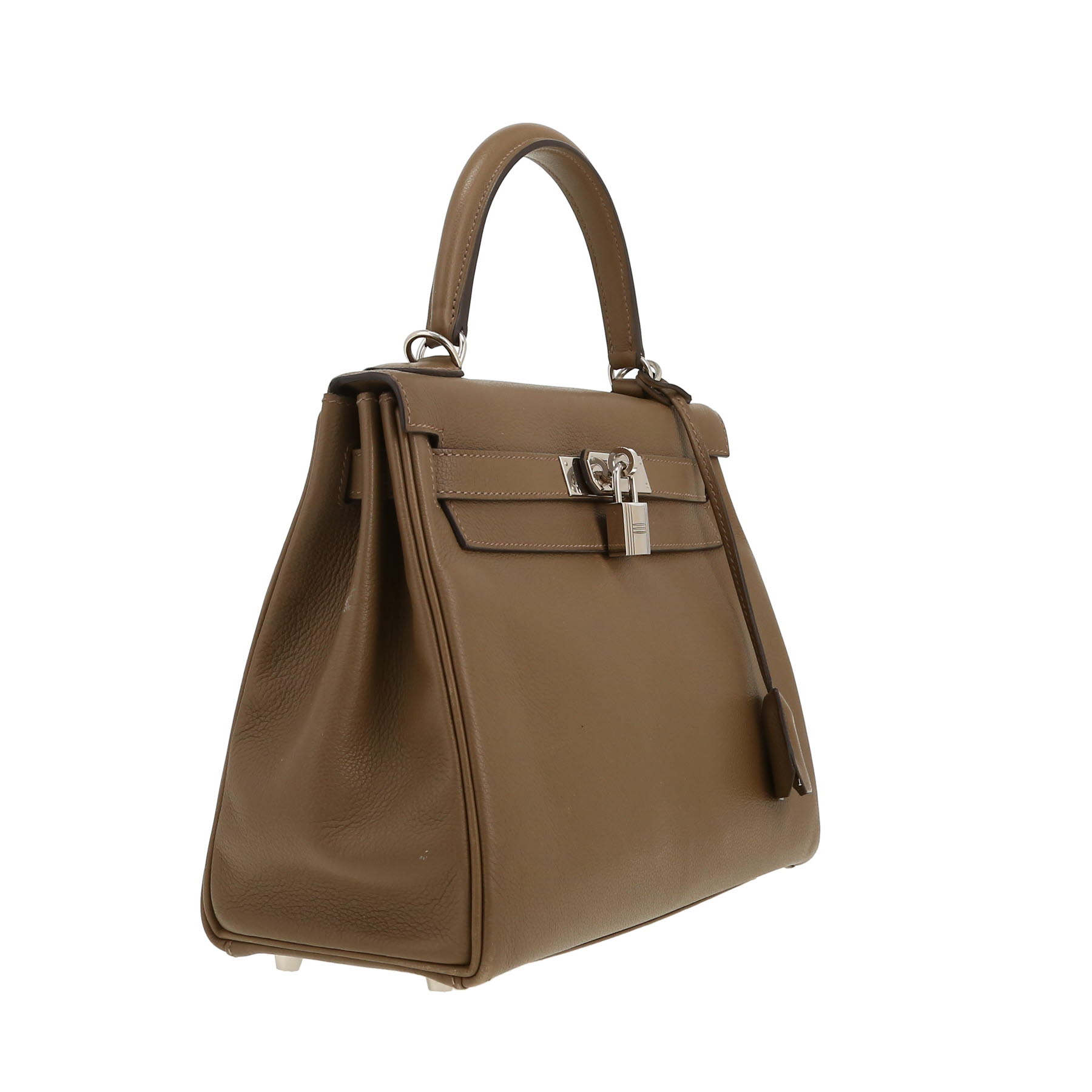 Sac à main Hermès  Kelly 28 cm en cuir Evergrain taupe