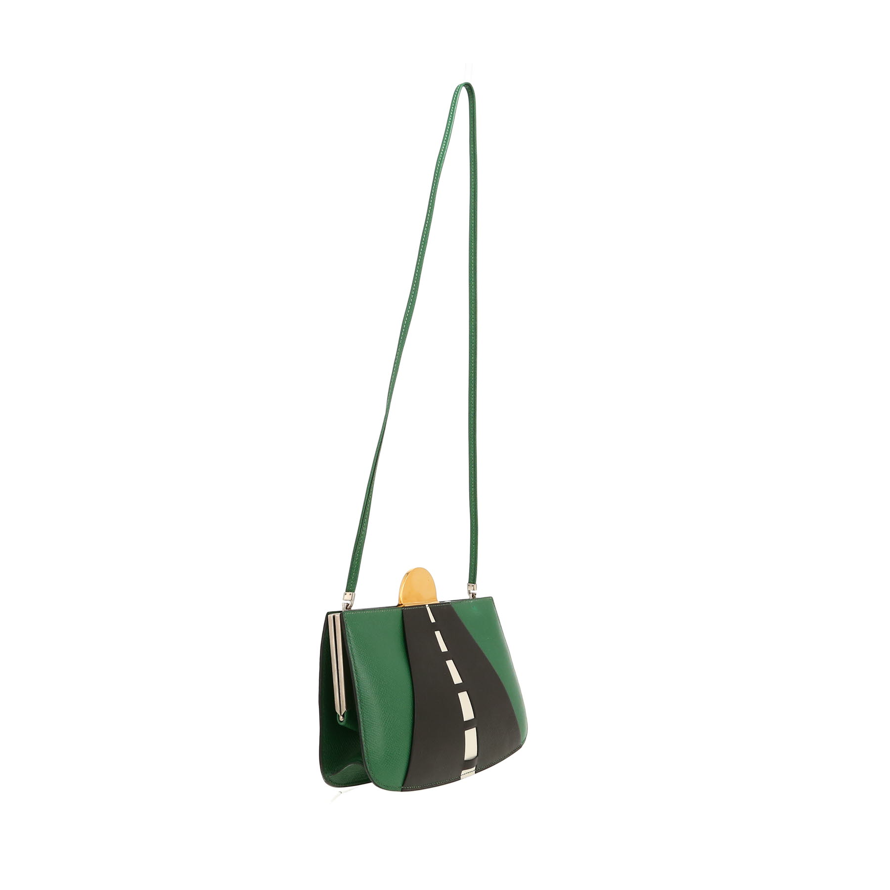 Hermès  Sac A Malices shoulder bag  in green and black Courchevel leather