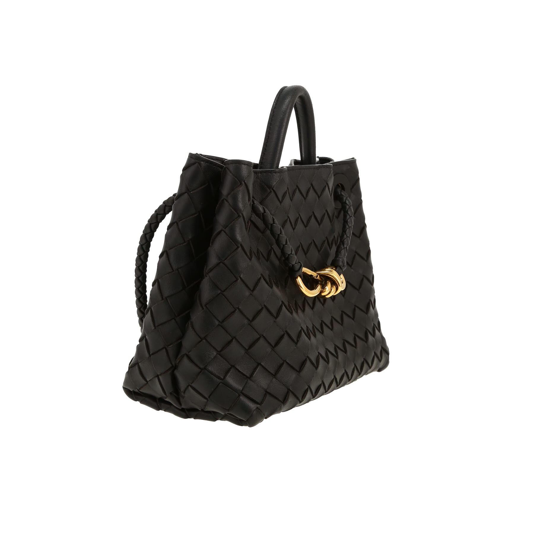 Bottega Veneta  Andiamo handbag  in black intrecciato leather