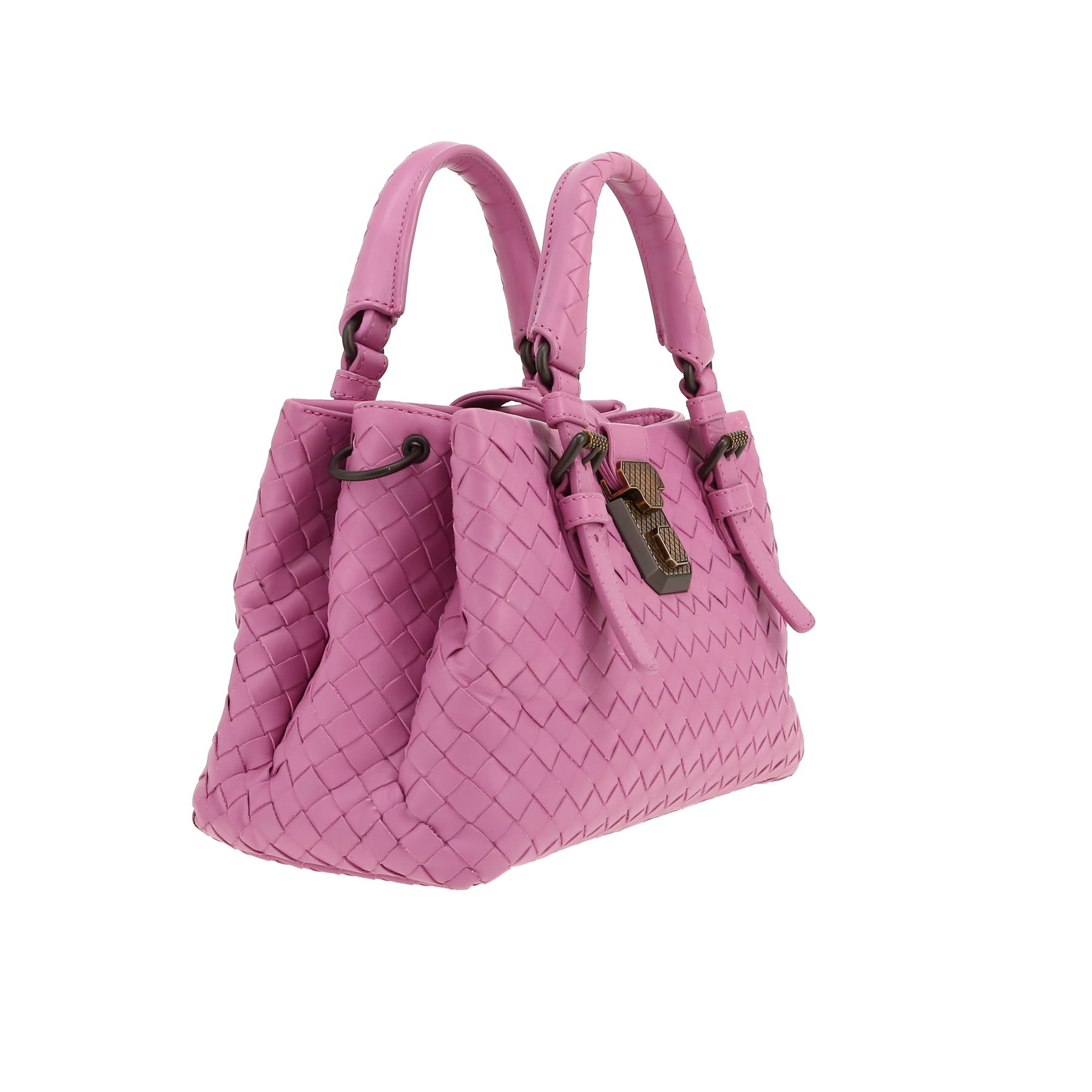 Borsa a tracolla Bottega Veneta  Roma in pelle intrecciata rosa