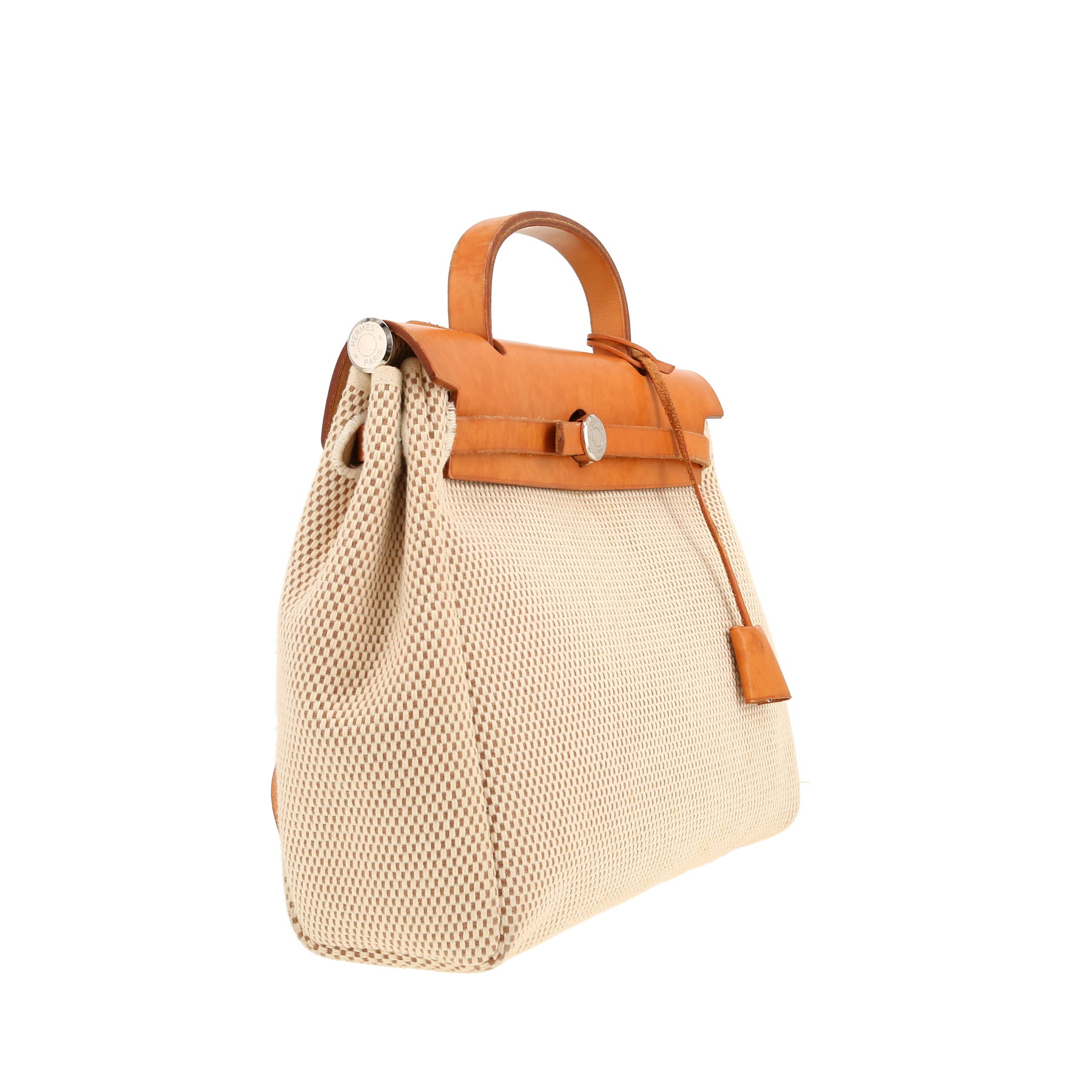 Hermès Herbag shoulder or handbag in beige canvas and natural leather