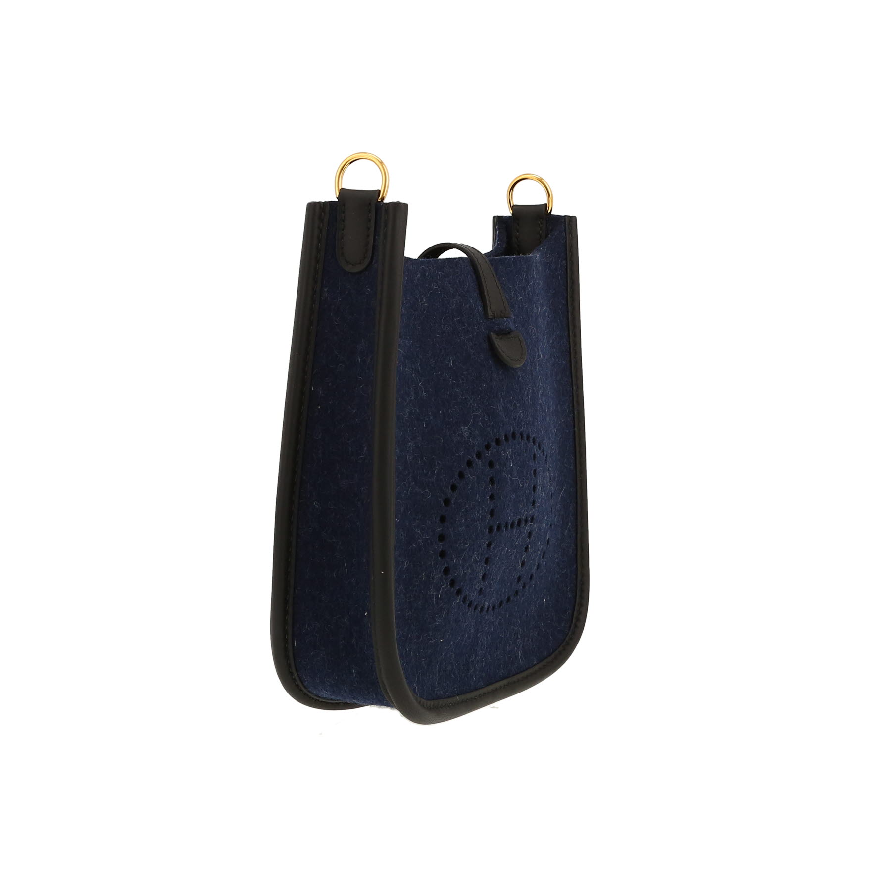 Sac bandoulière Hermès  Mini Evelyne en feutrine bleue et cuir