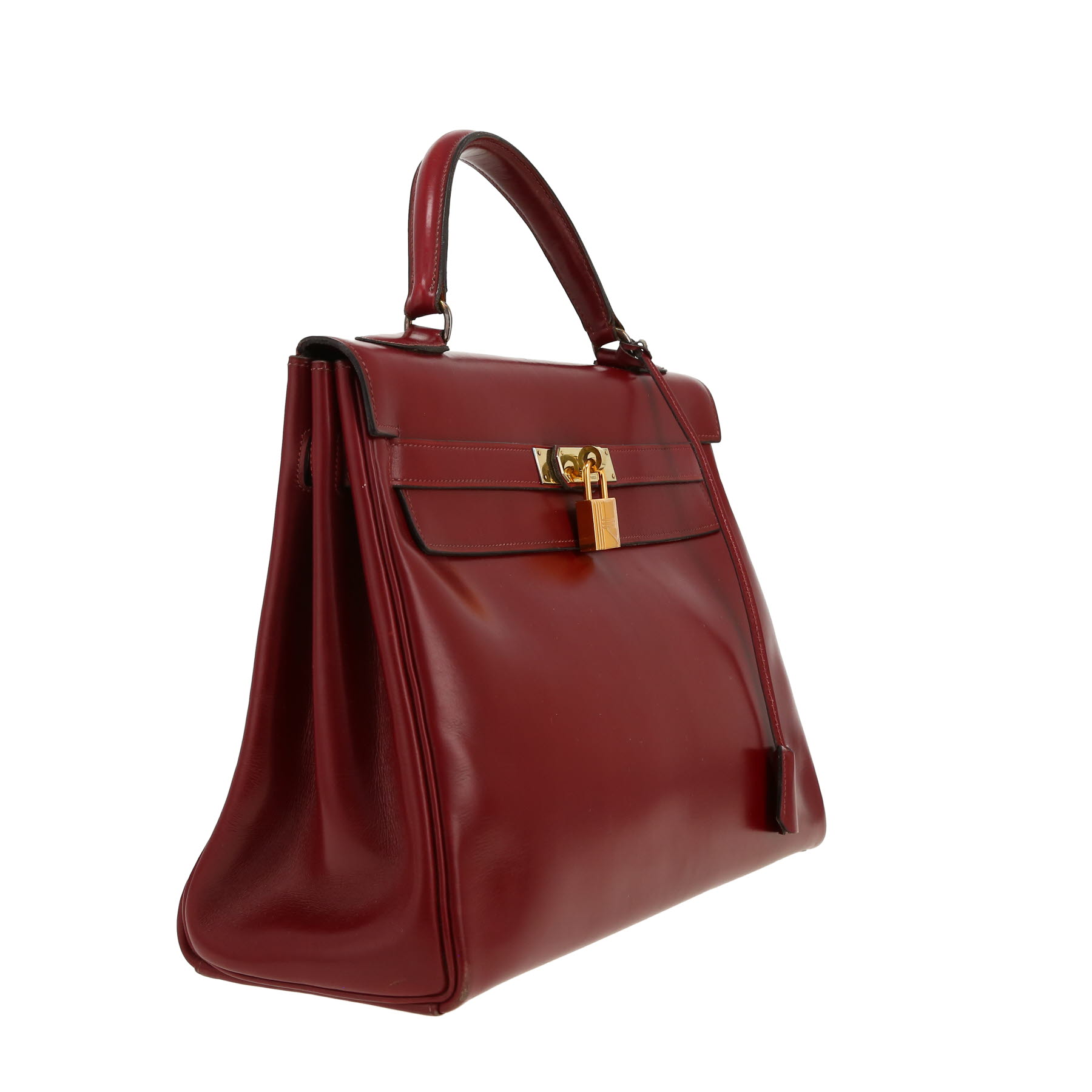 Hermès  Kelly 32 cm handbag  in burgundy box leather