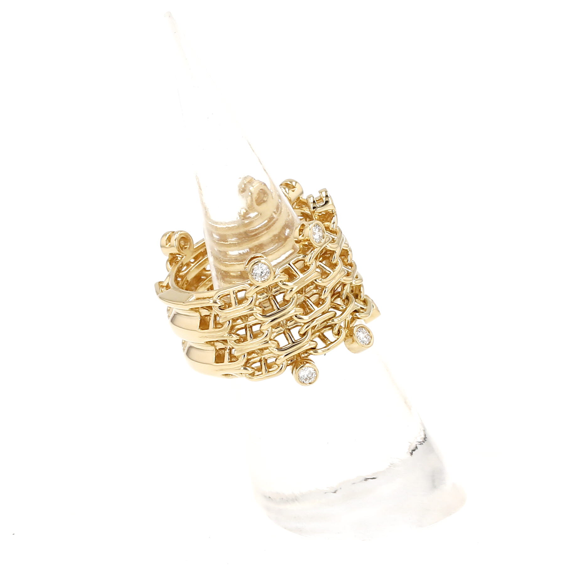 Anello semirigido Hermès Chaîne d'Ancre Calypso modello grande in oro giallo e diamanti