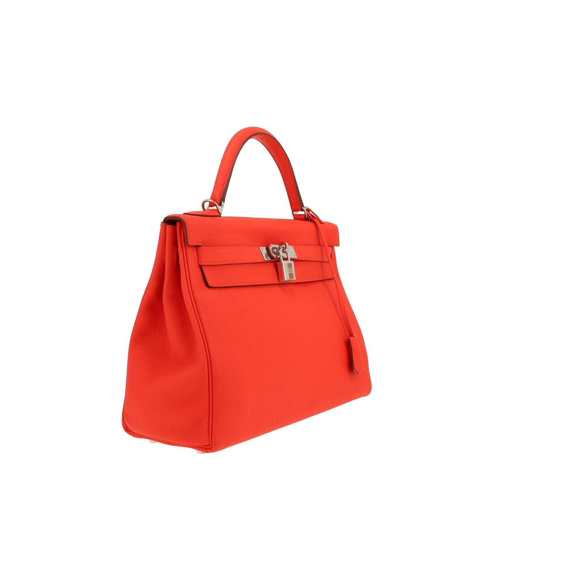 Bolso de mano Hermès  Kelly 32 cm en cuero togo naranja Capucine