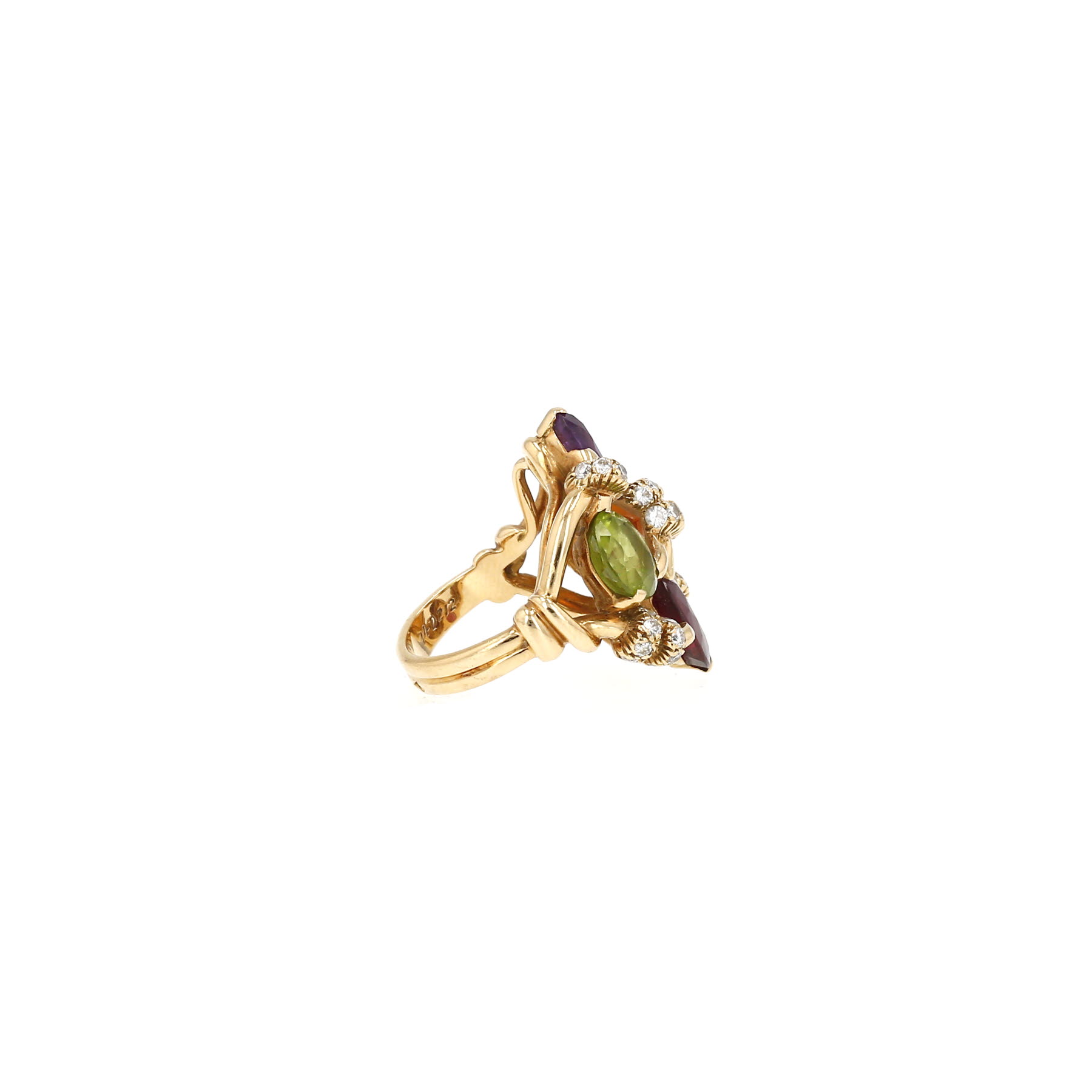 Chanel  ring in yellow gold, diamonds and colored stones
