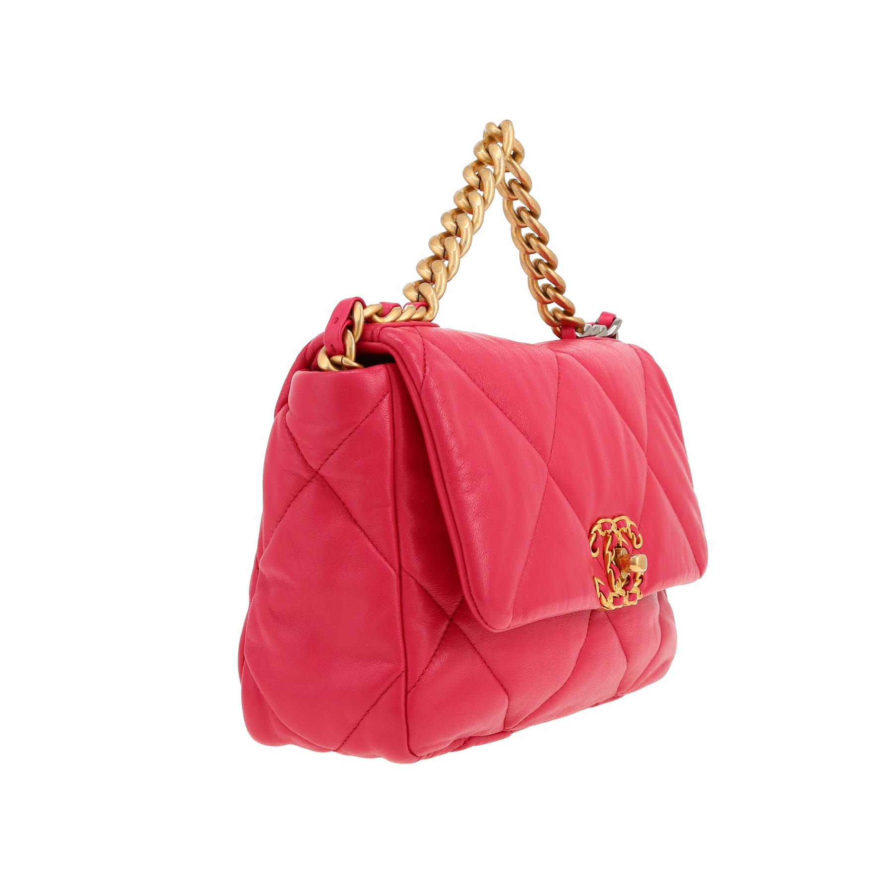 Chanel  19 shoulder bag  in pink quilted leather