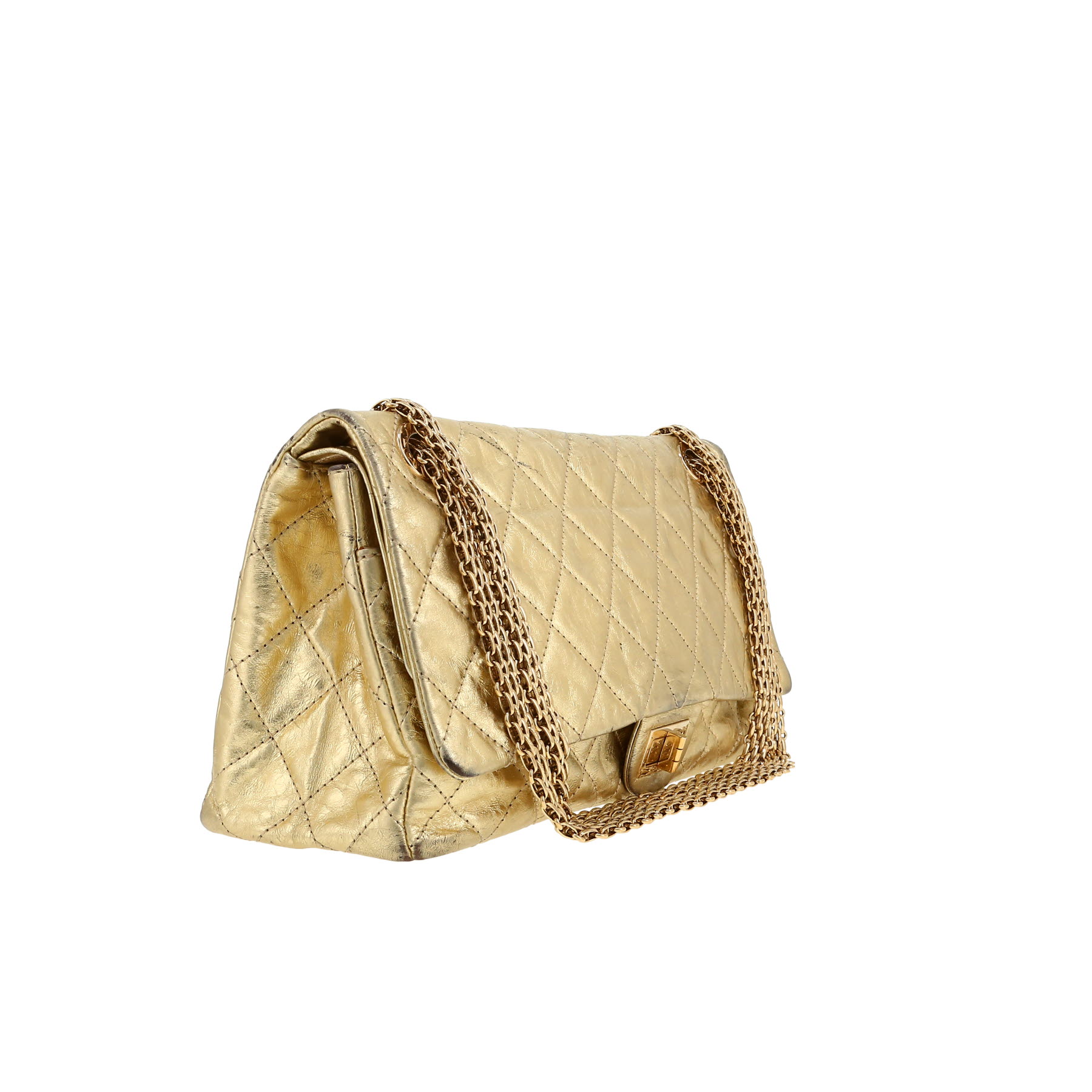 Chanel  2.55 shoulder bag  in gold quilted leather