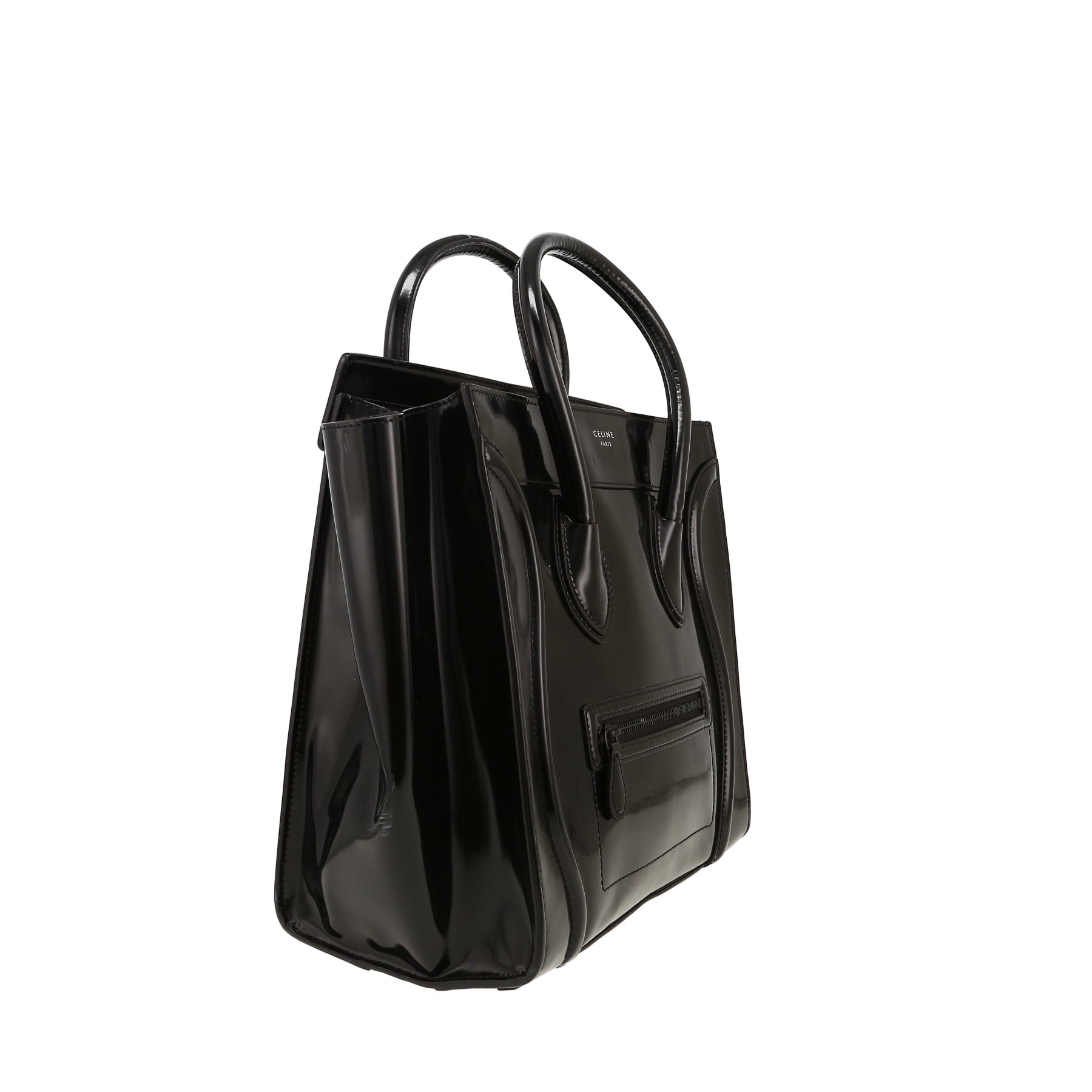 Celine  Luggage Mini handbag  in black patent leather