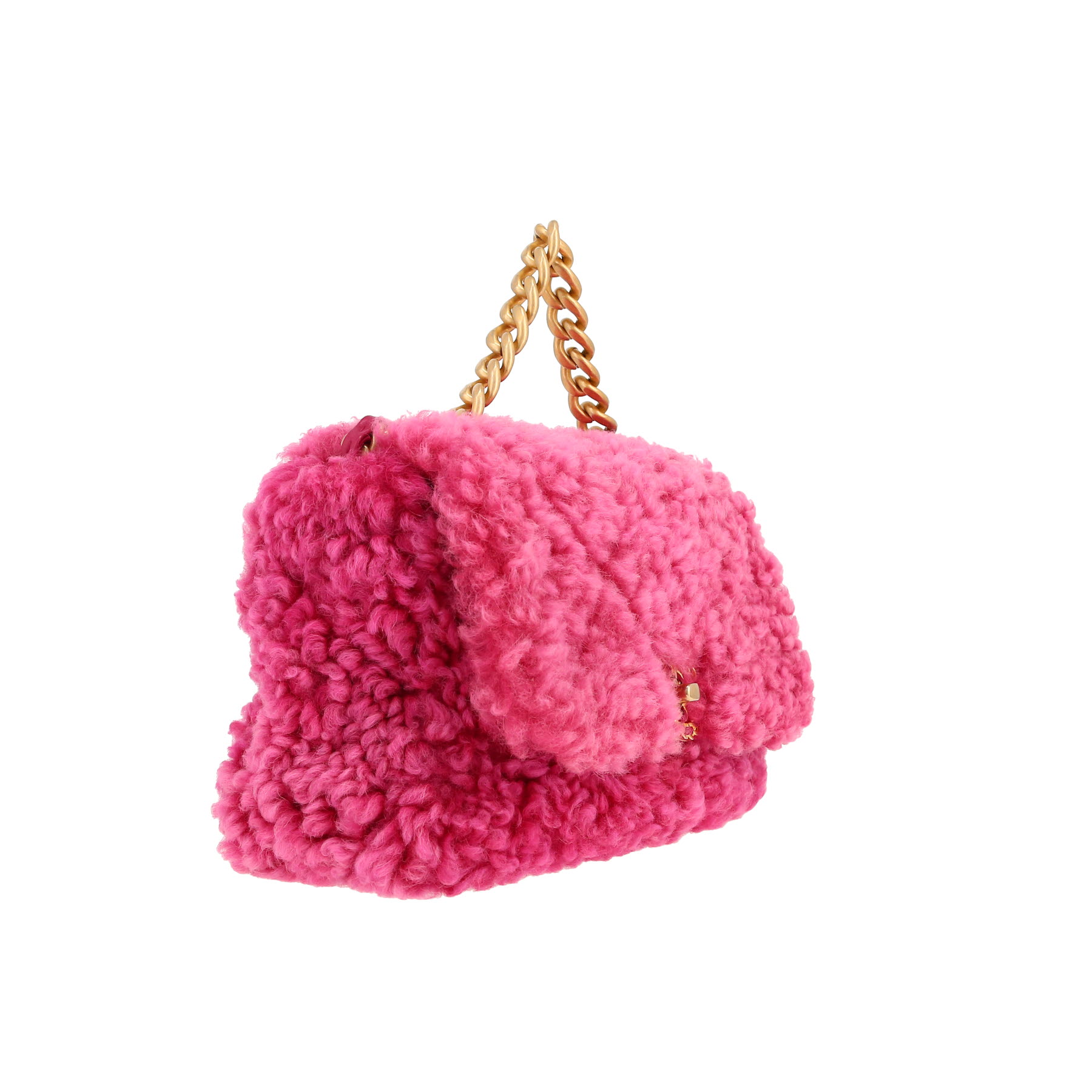 Chanel  19 medium model  shoulder bag  in pink synthetic furr