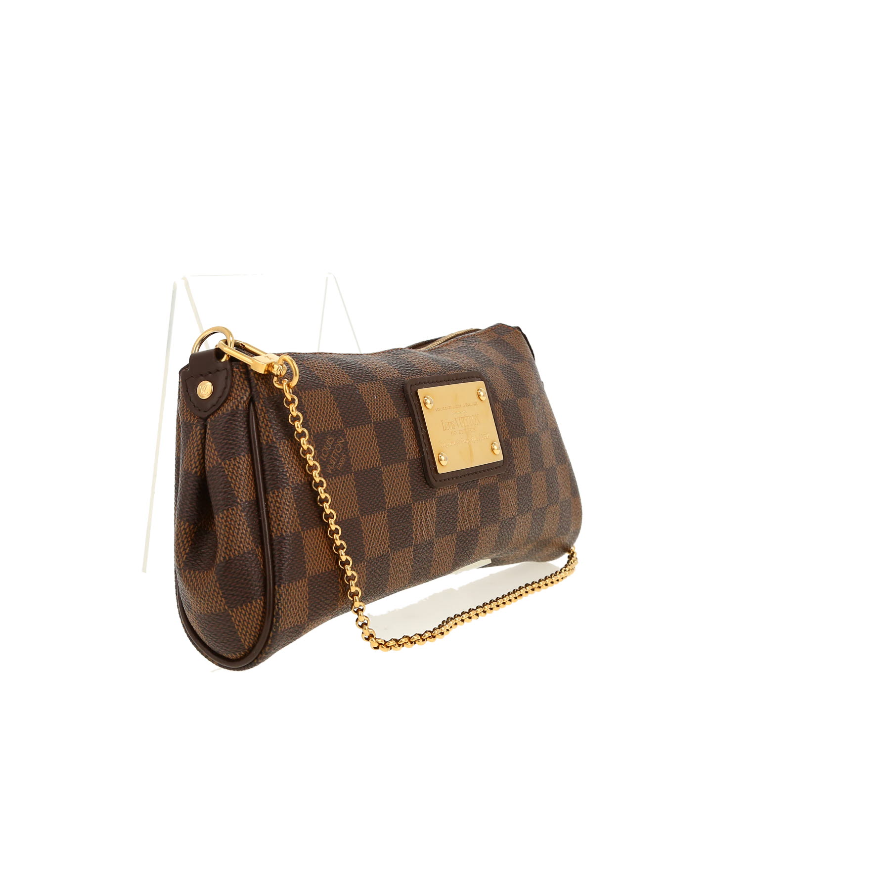 Louis Vuitton  Eva shoulder bag  in ebene damier canvas  and brown leather