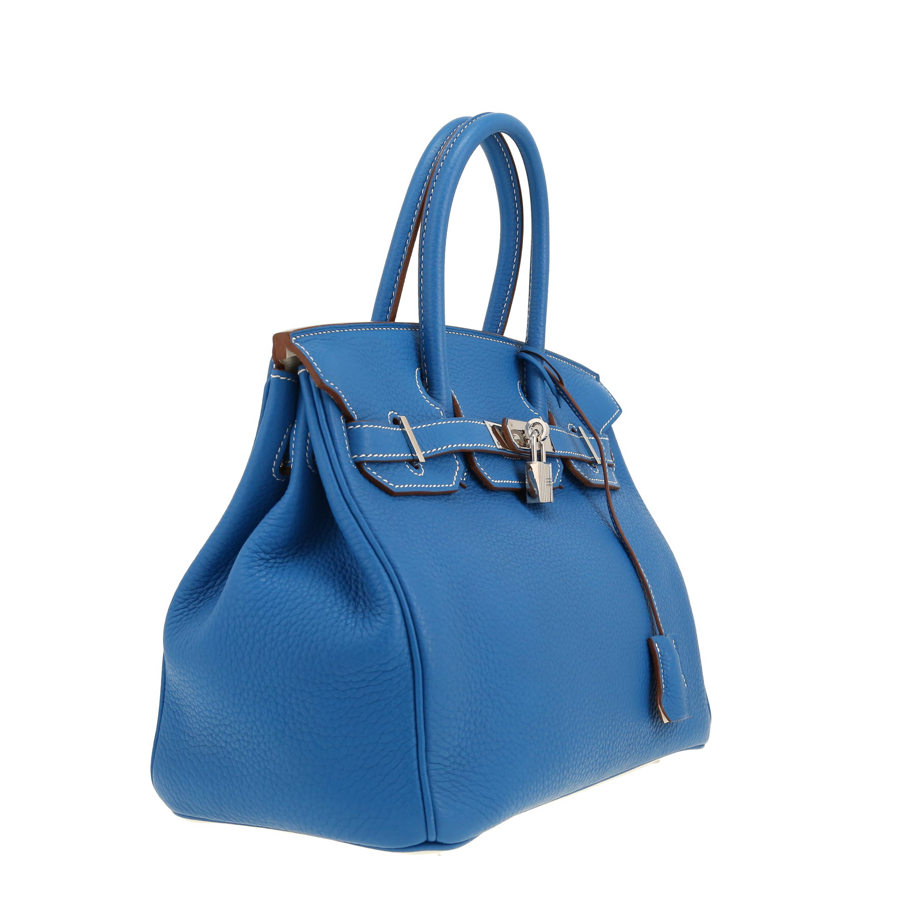 Hermès  Birkin 30 cm handbag  in blue Mykonos and white togo leather