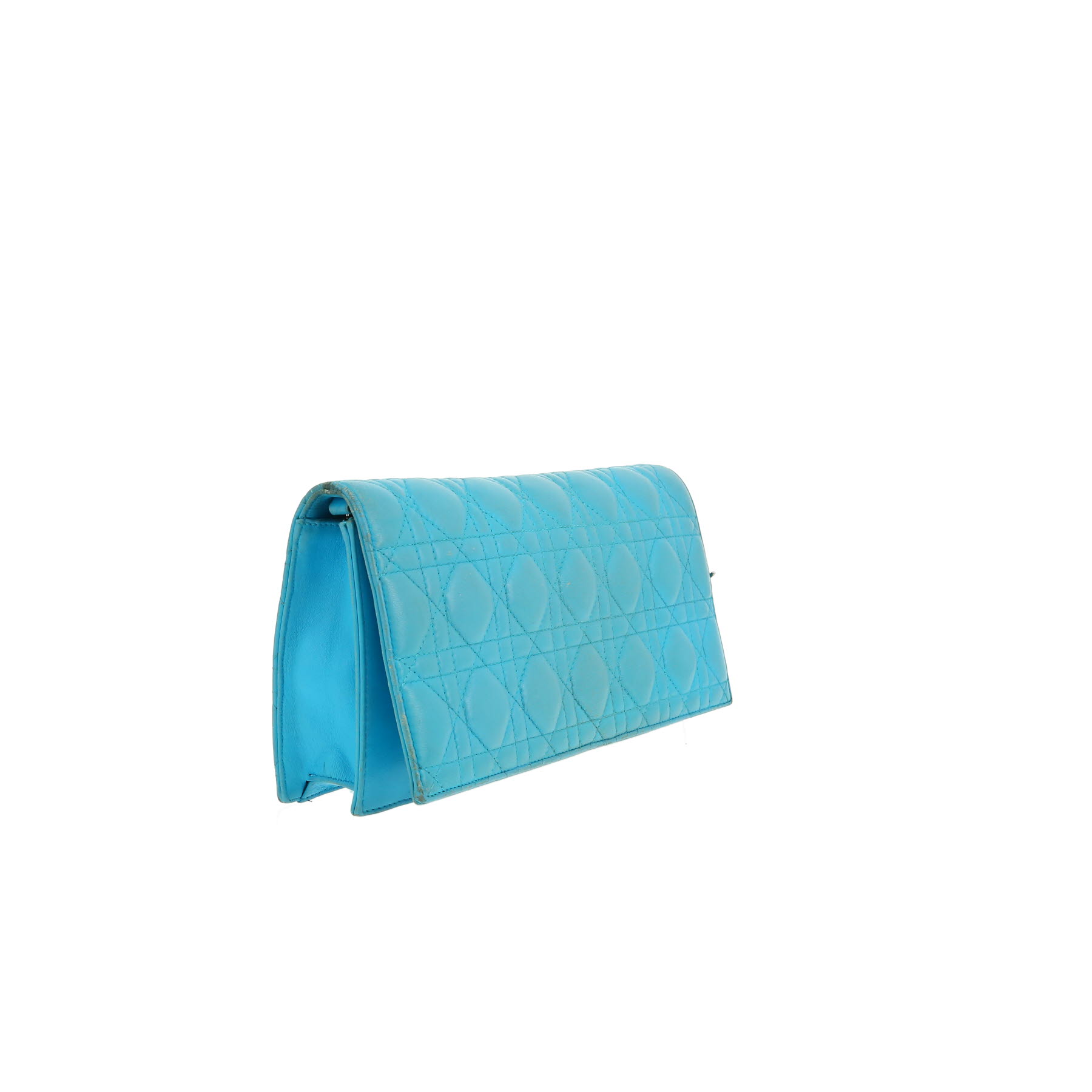 Dior  Lady Dior Wallet on Chain pouch  in turquoise leather cannage