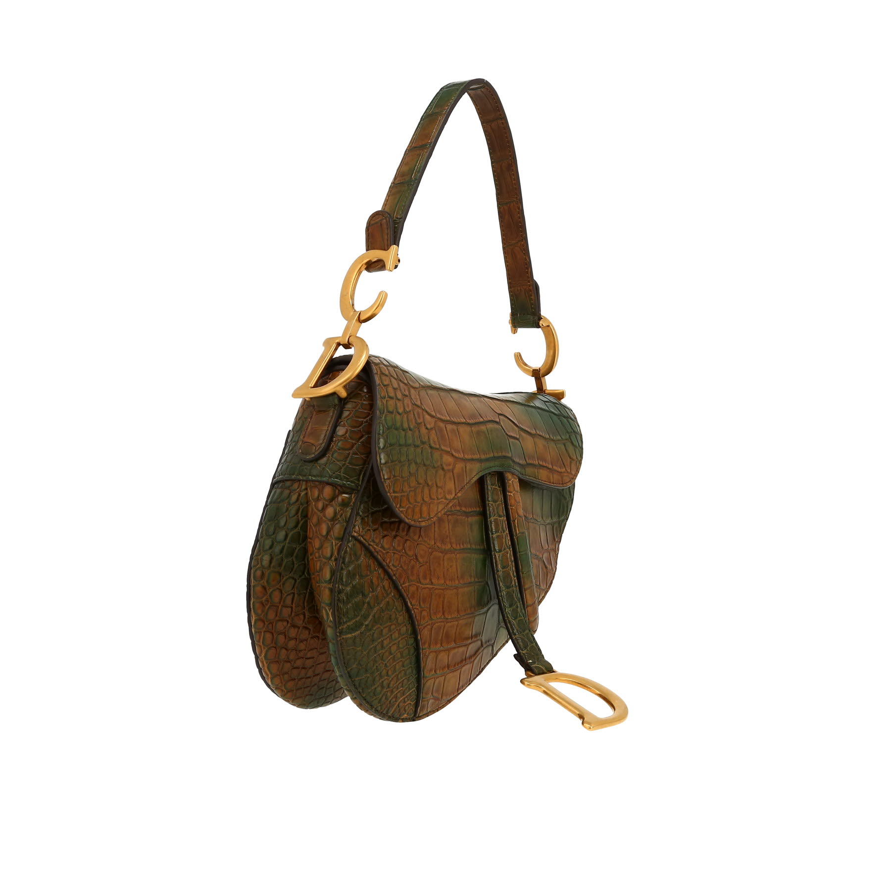 Dior  Saddle handbag  in green and brown alligator