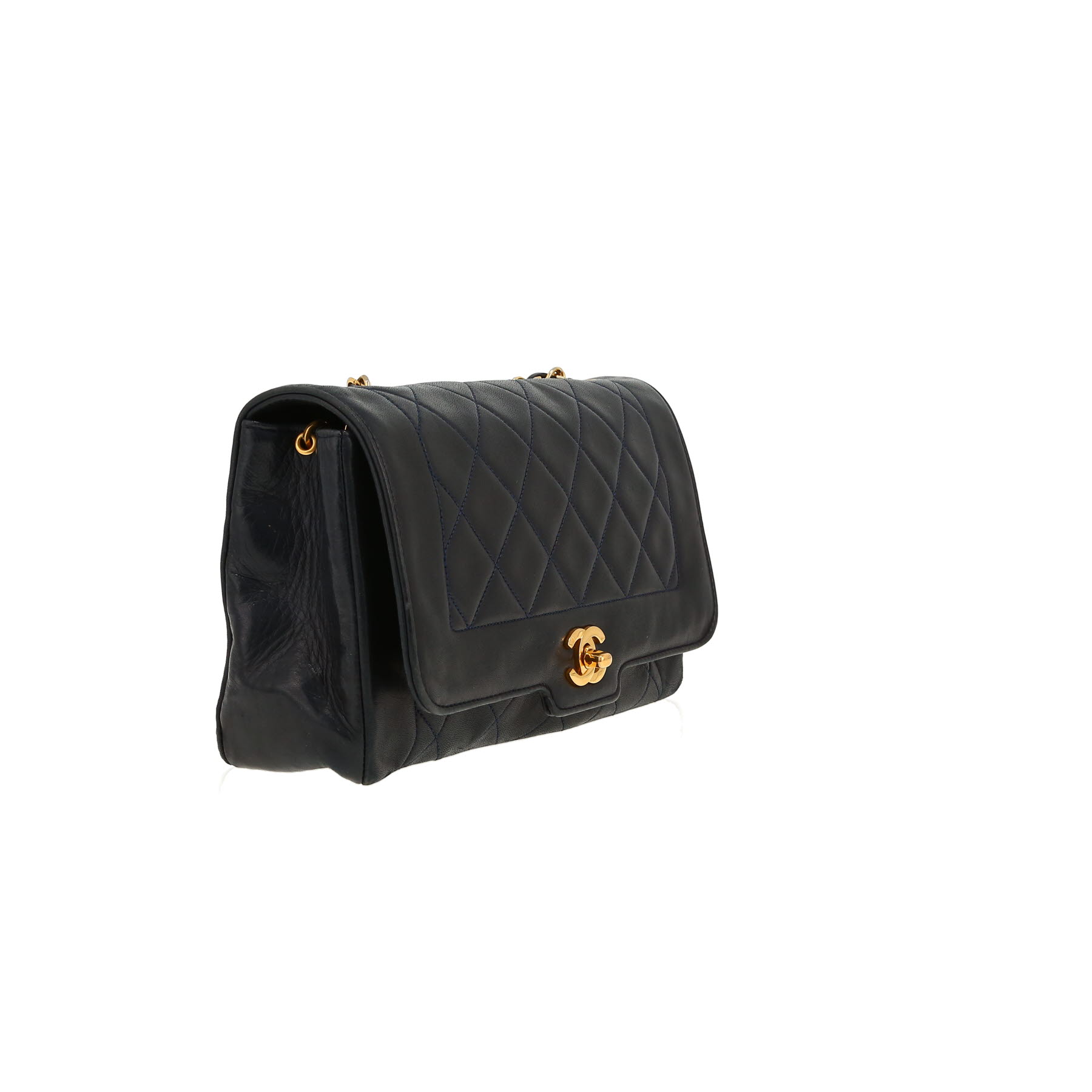 Sac bandoulière Chanel  Diana en cuir matelassé bleu-marine