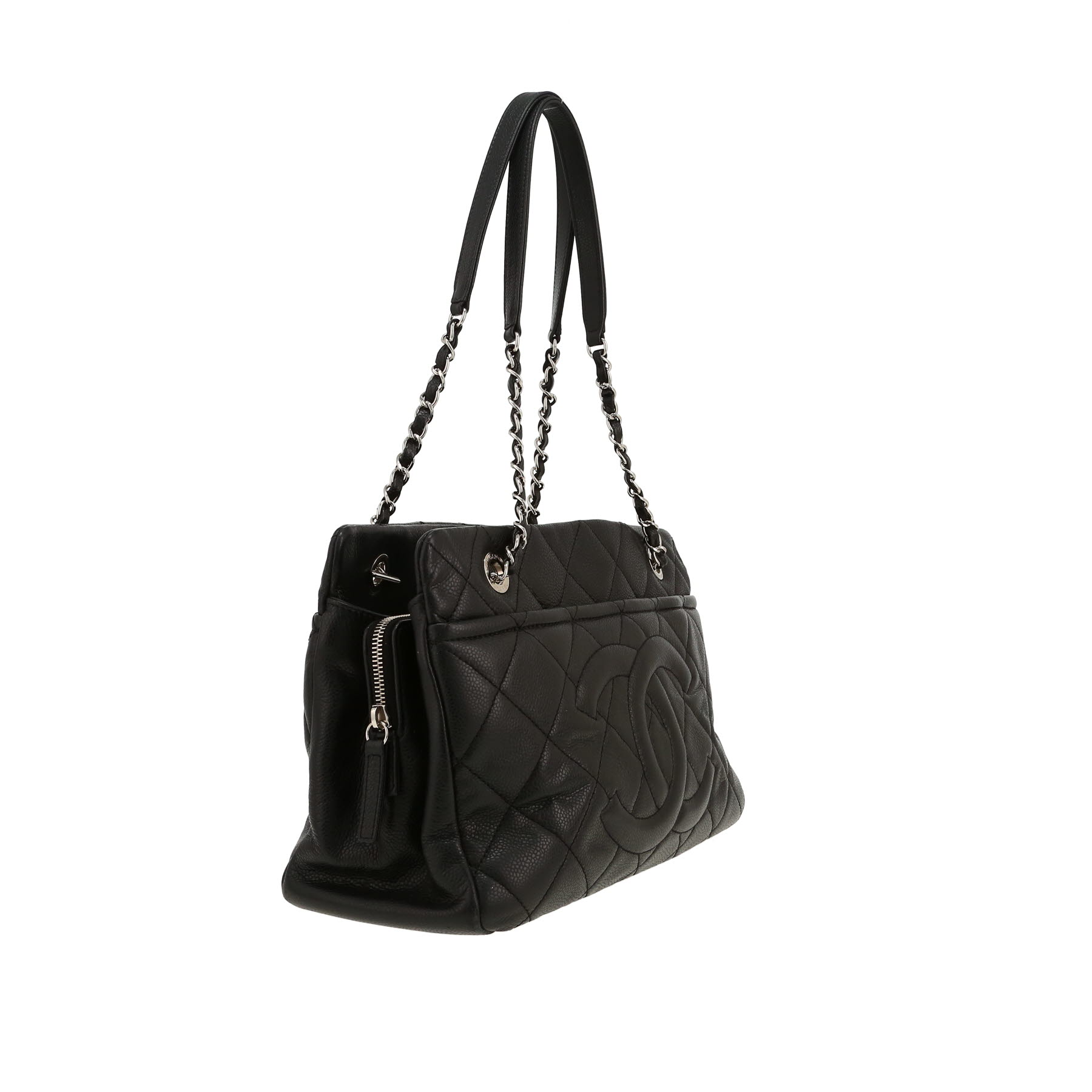 Chanel  Shopping GST shopping bag  in black quilted grained leather