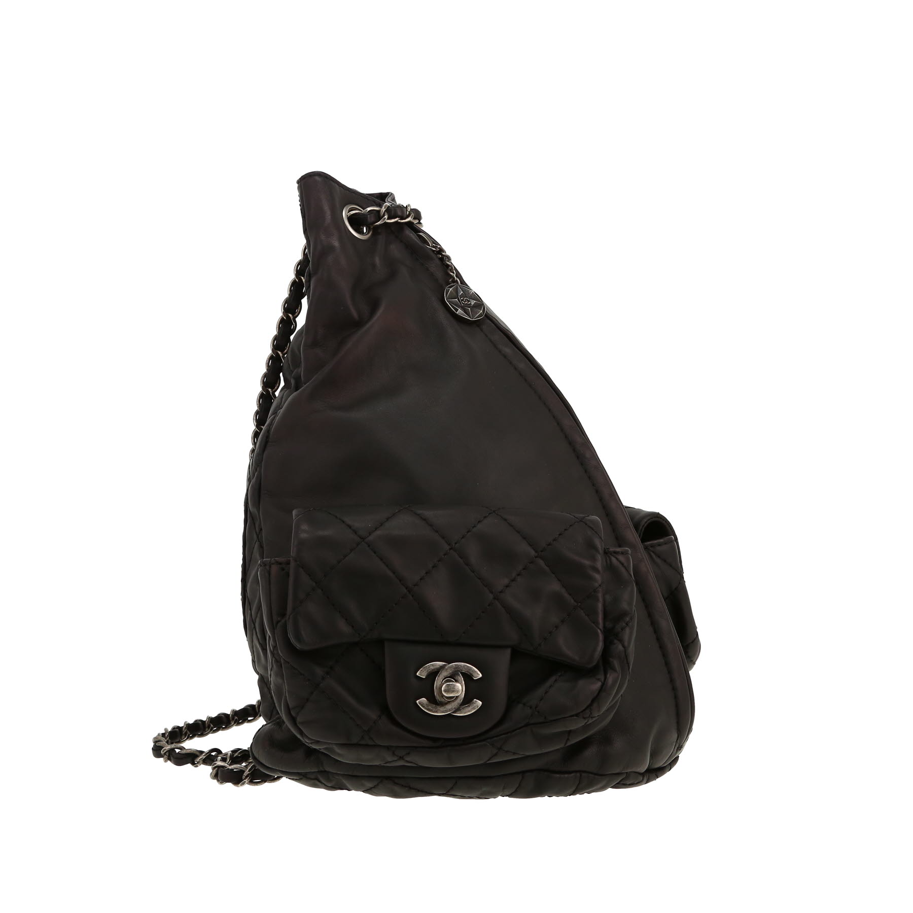 Chanel   backpack  leather  and black quilted leather