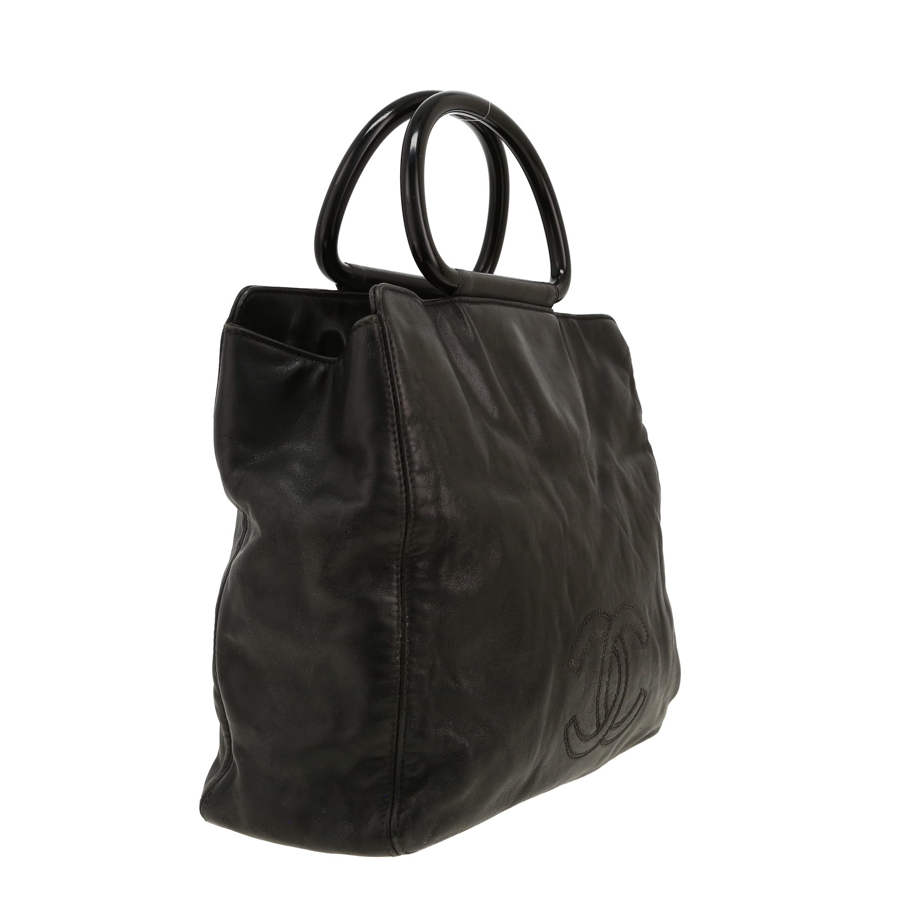 Bolso de mano Chanel  Vintage en cuero liso negro