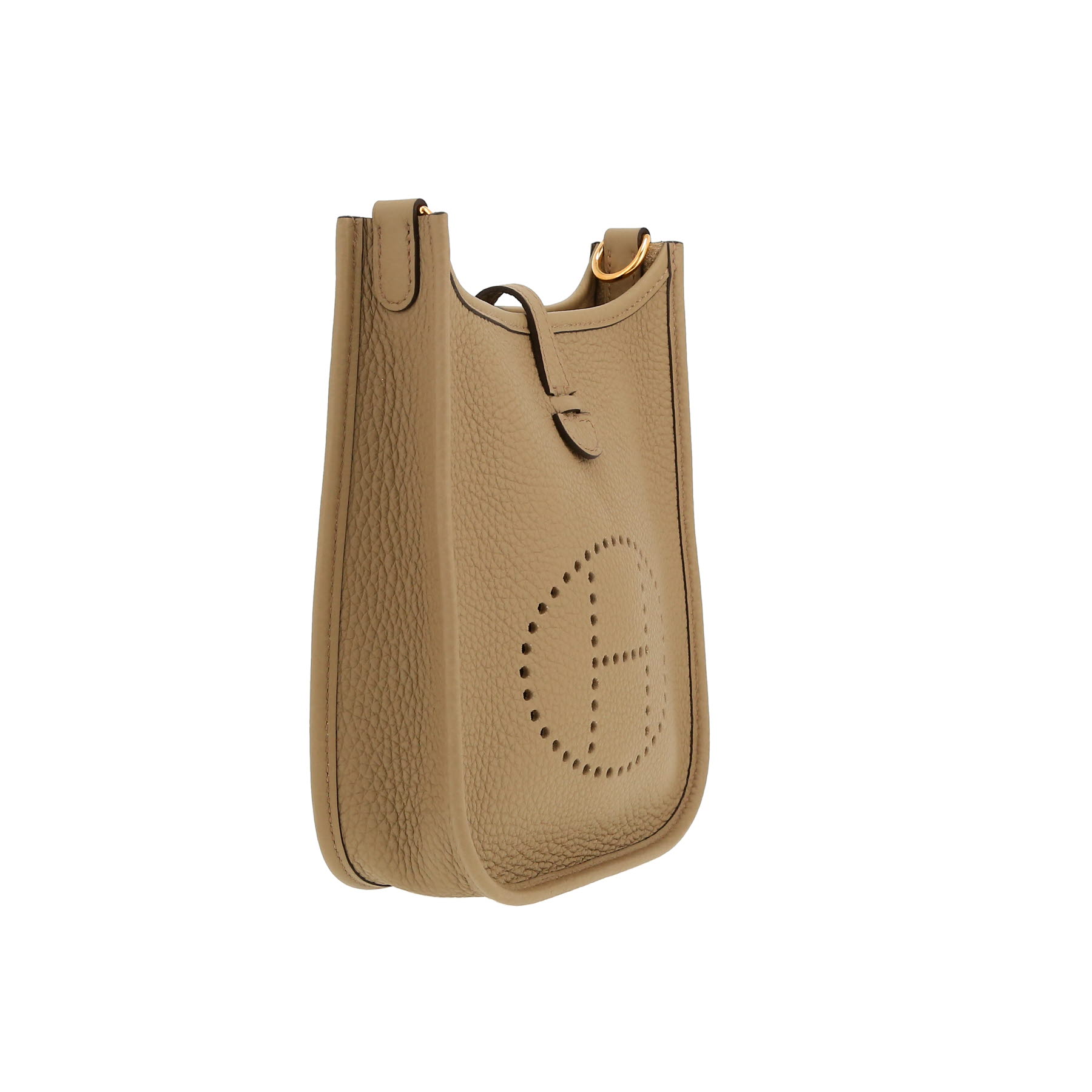Hermès  Mini Evelyne shoulder bag  in Beige Marfa leather taurillon clémence