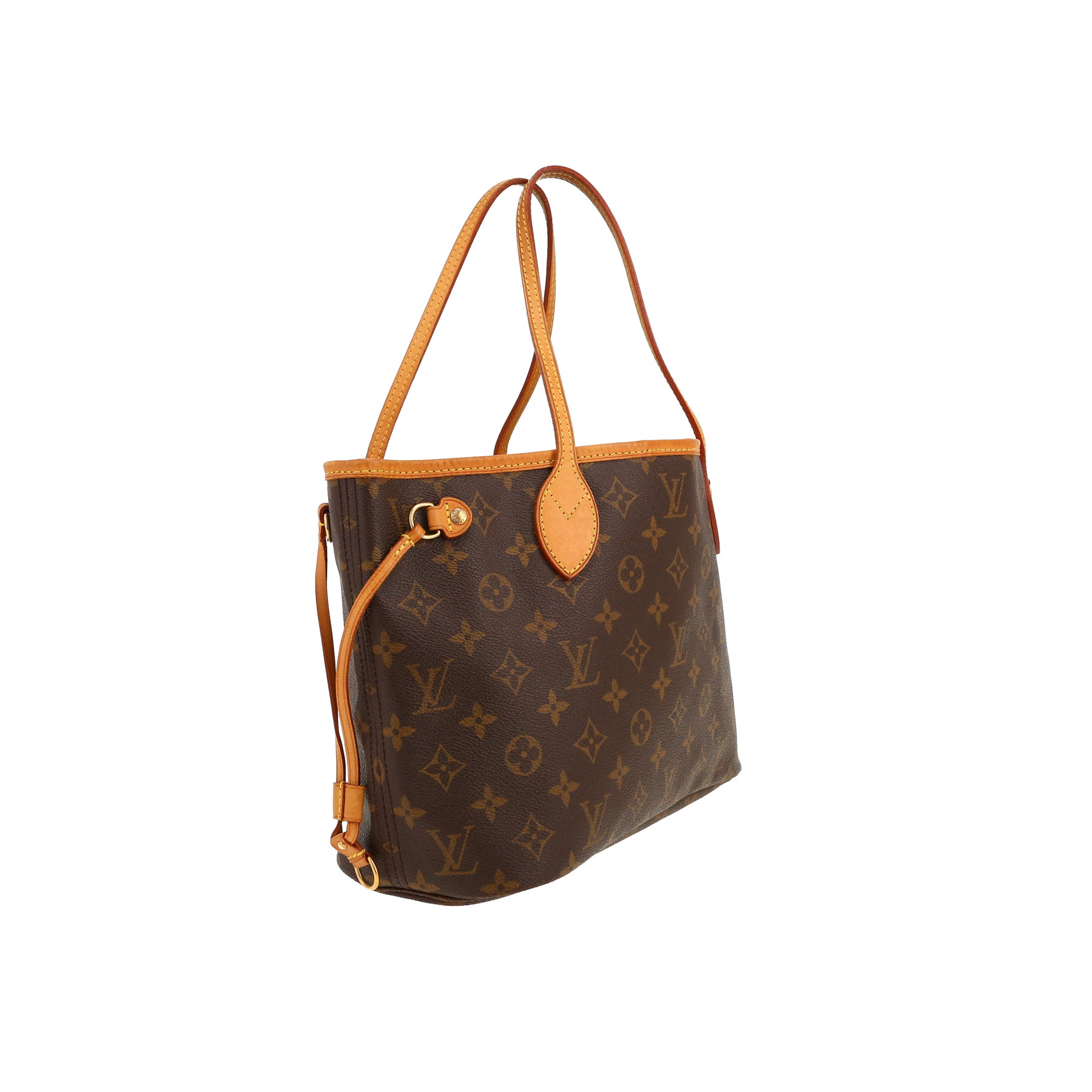 Shopping bag Louis Vuitton  Neverfull modello piccolo  in tela monogram marrone e pelle naturale