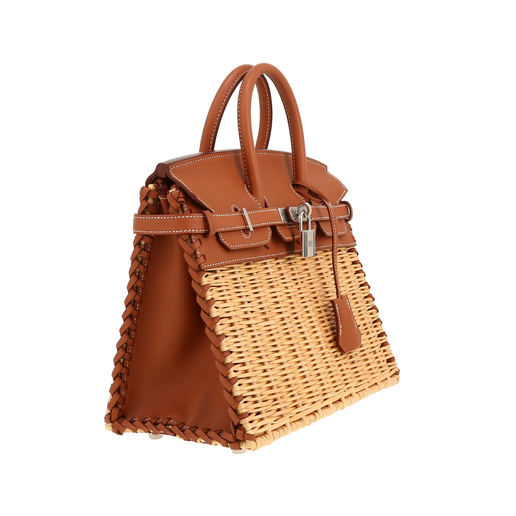 Hermès  Birkin 25 cm Picnic handbag  in gold Swift leather  and wicker