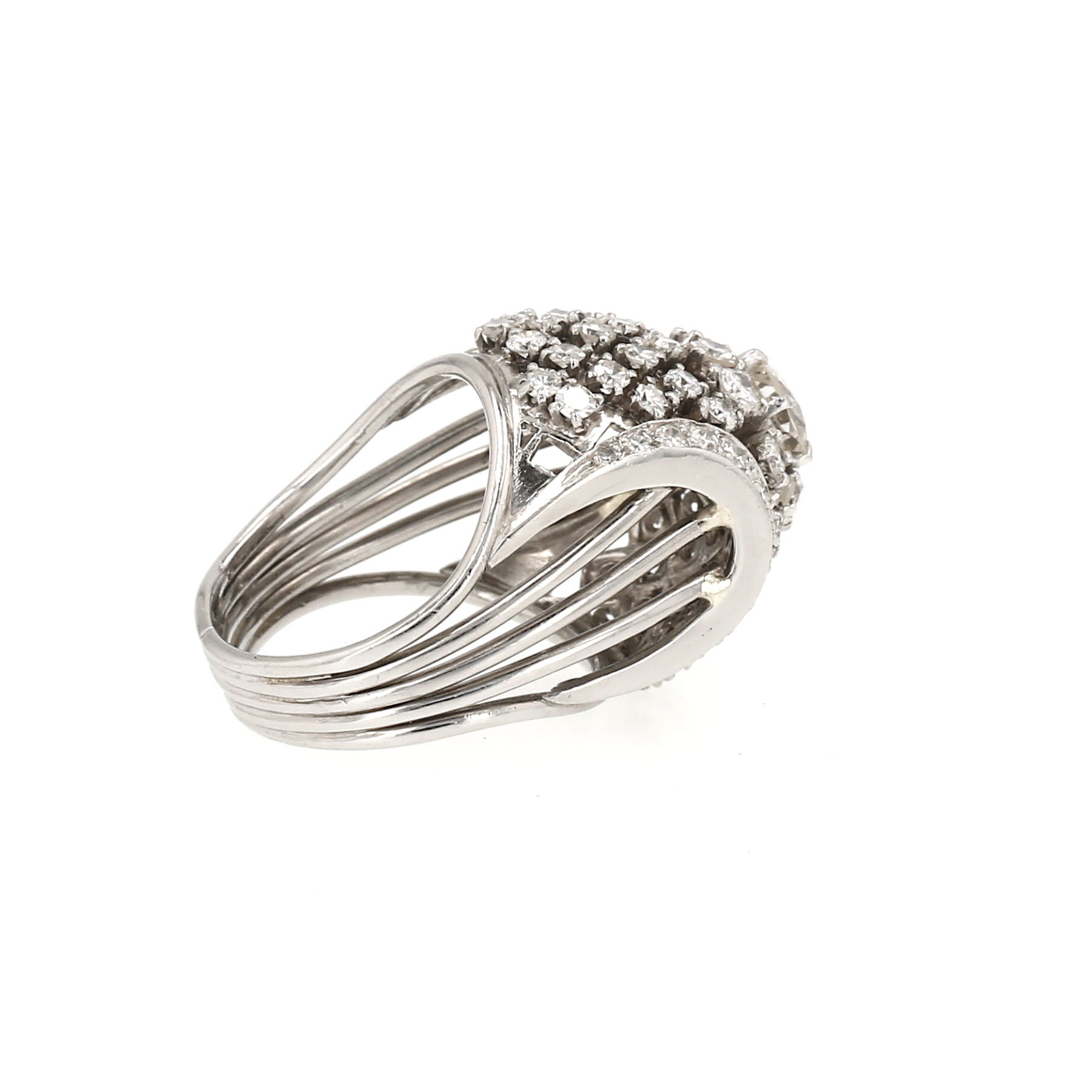 Bague boule Vintage en platine et diamants