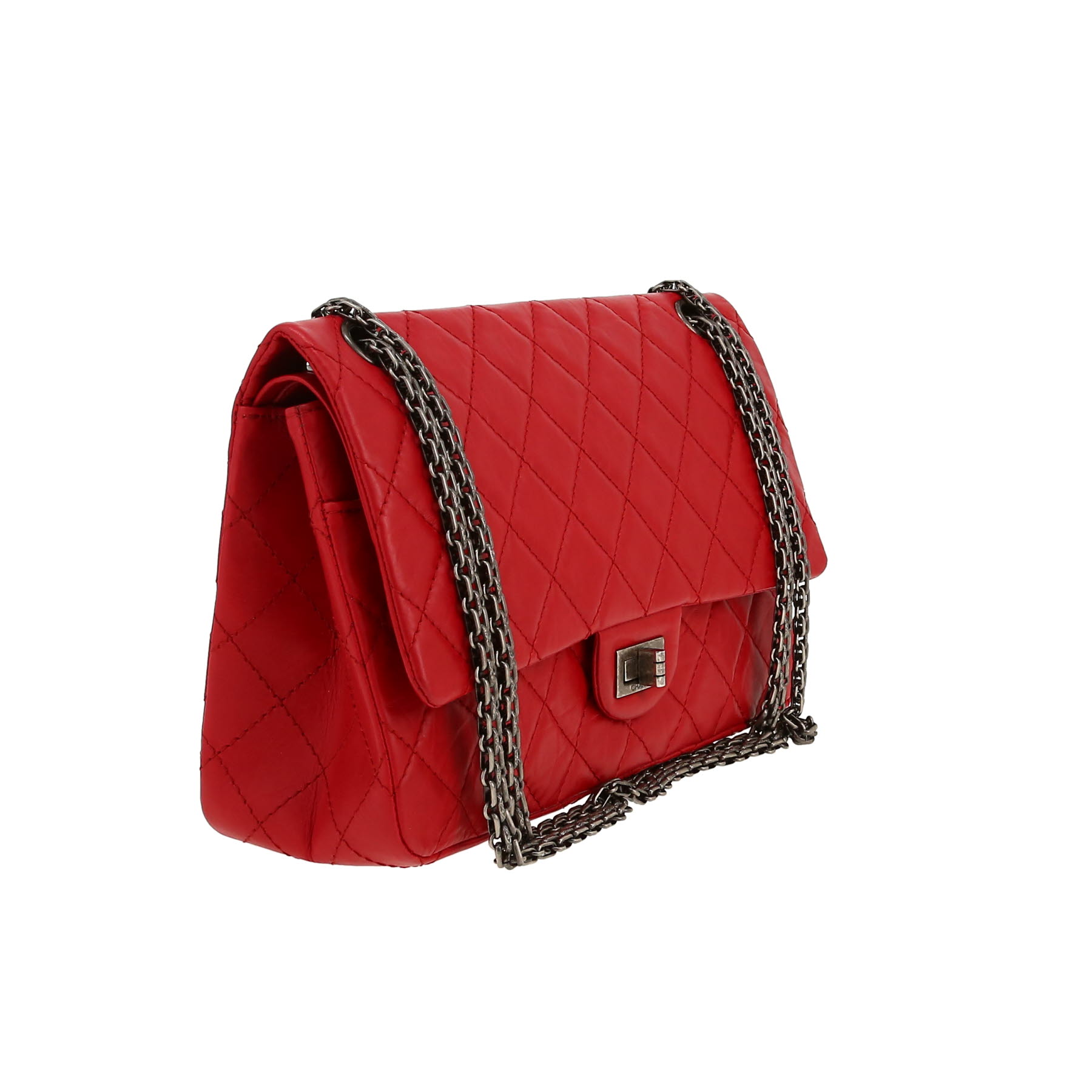 Sac bandoulière Chanel  2.55 grand modèle  en cuir matelassé rouge